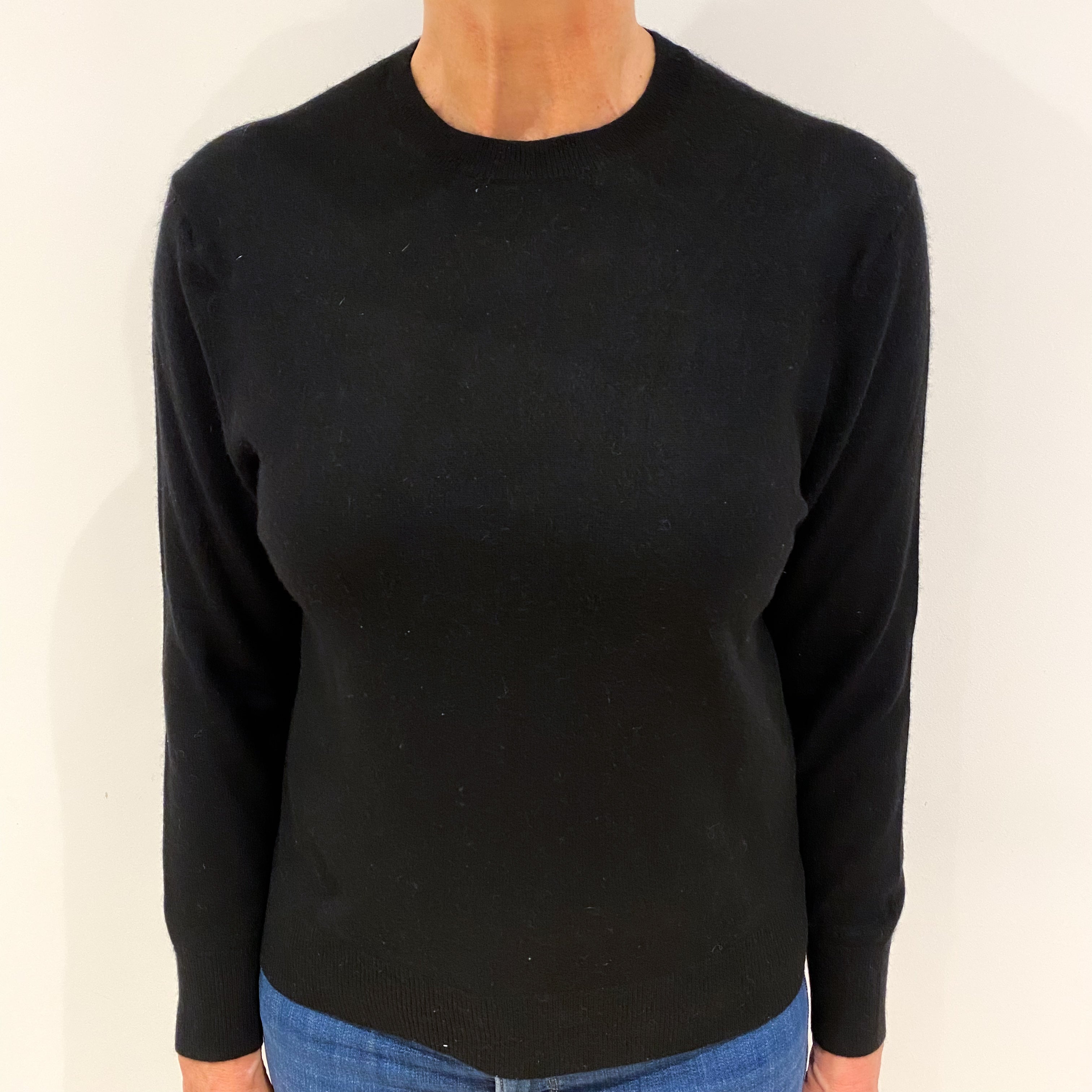 Black Cashmere Crew Neck Jumper Medium
