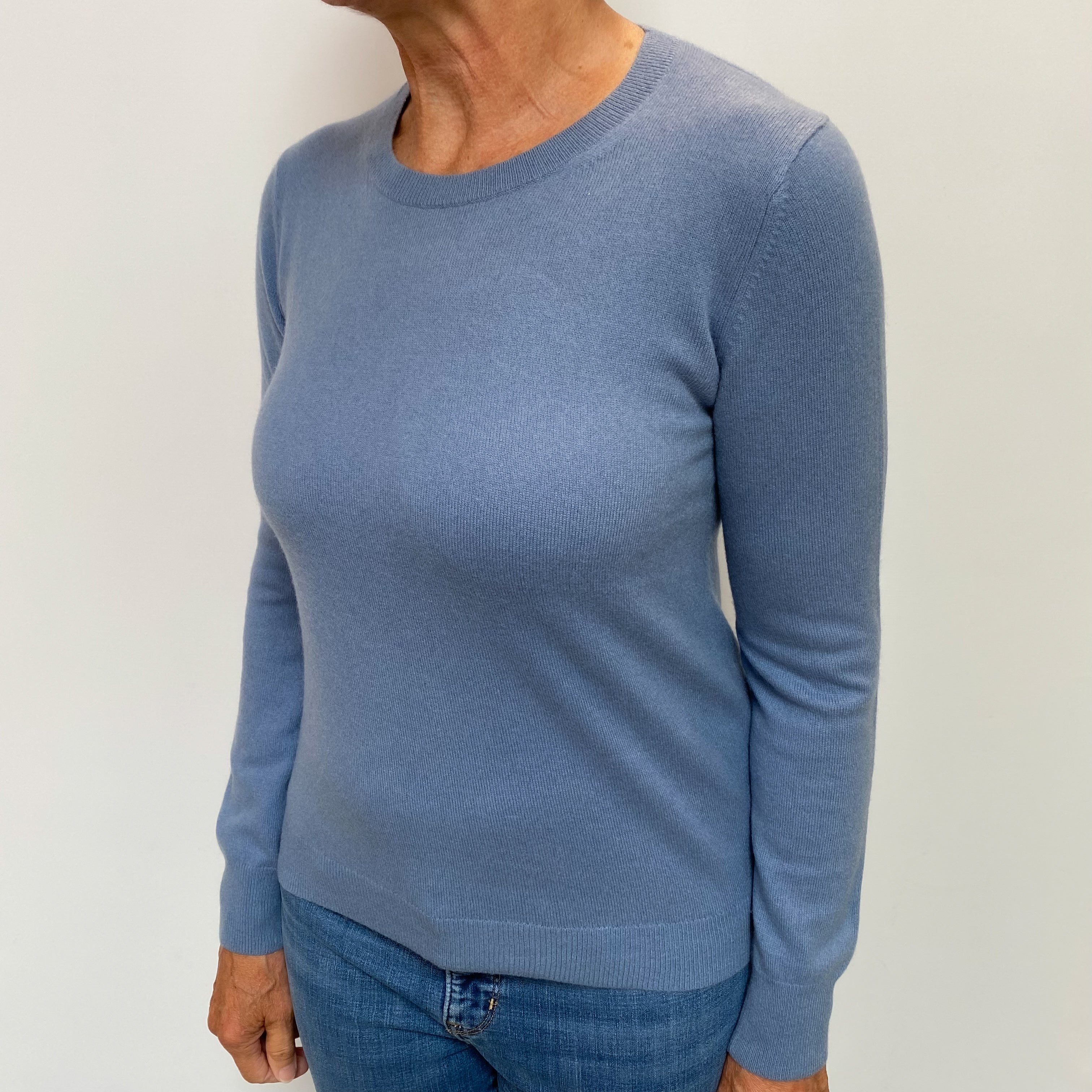 Denim Blue Cashmere Crew Neck Jumper Medium