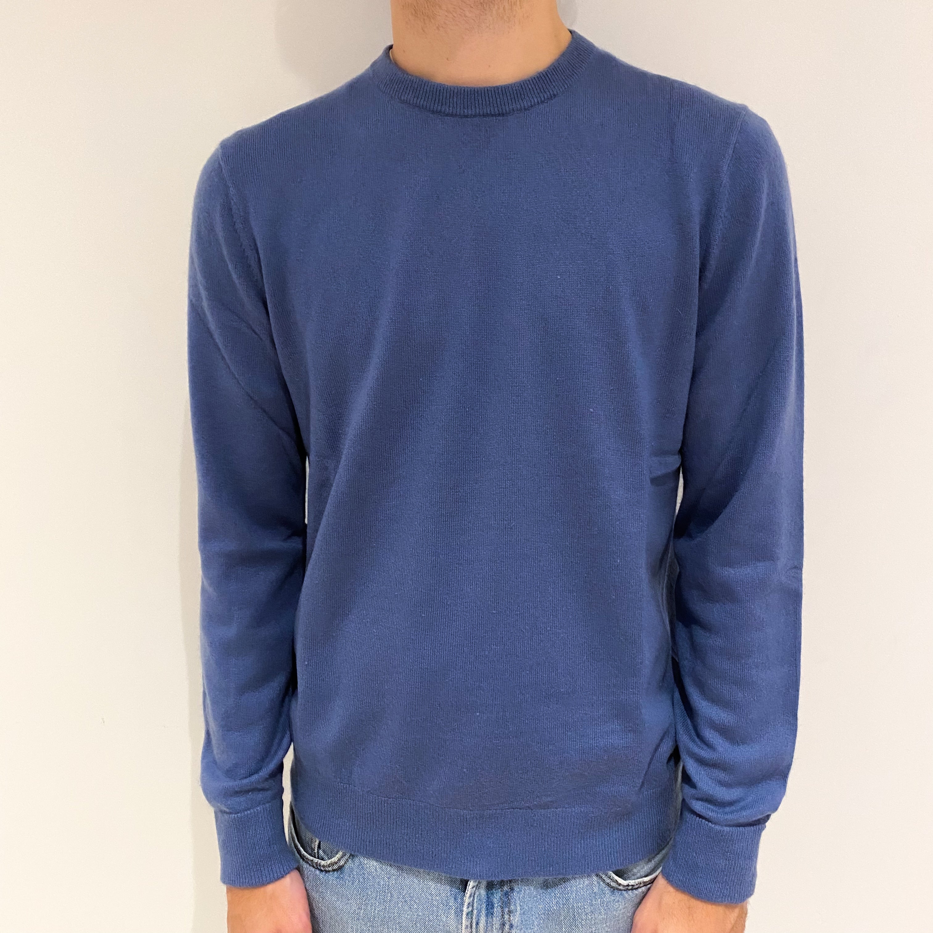 Men's Everlane Airforce Blue Cashmere Crew Neck Jumper Large