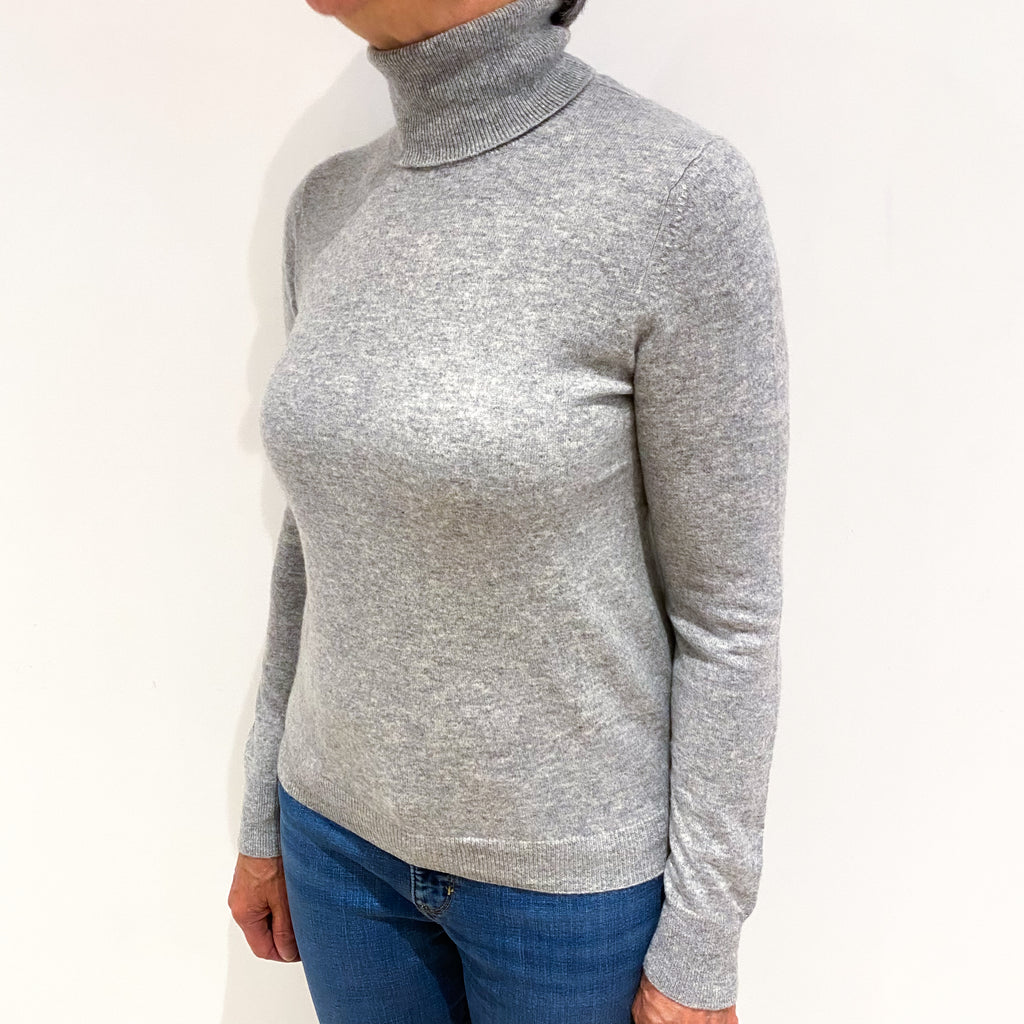 Smoke Grey Cashmere Polo Neck Jumper Medium