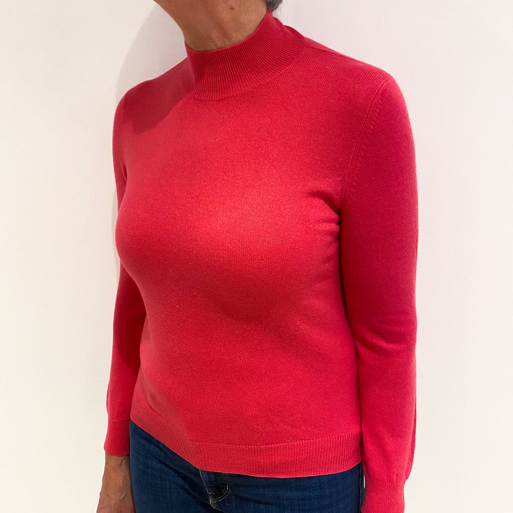 Rose Pink Cashmere Turtle Neck Jumper Medium