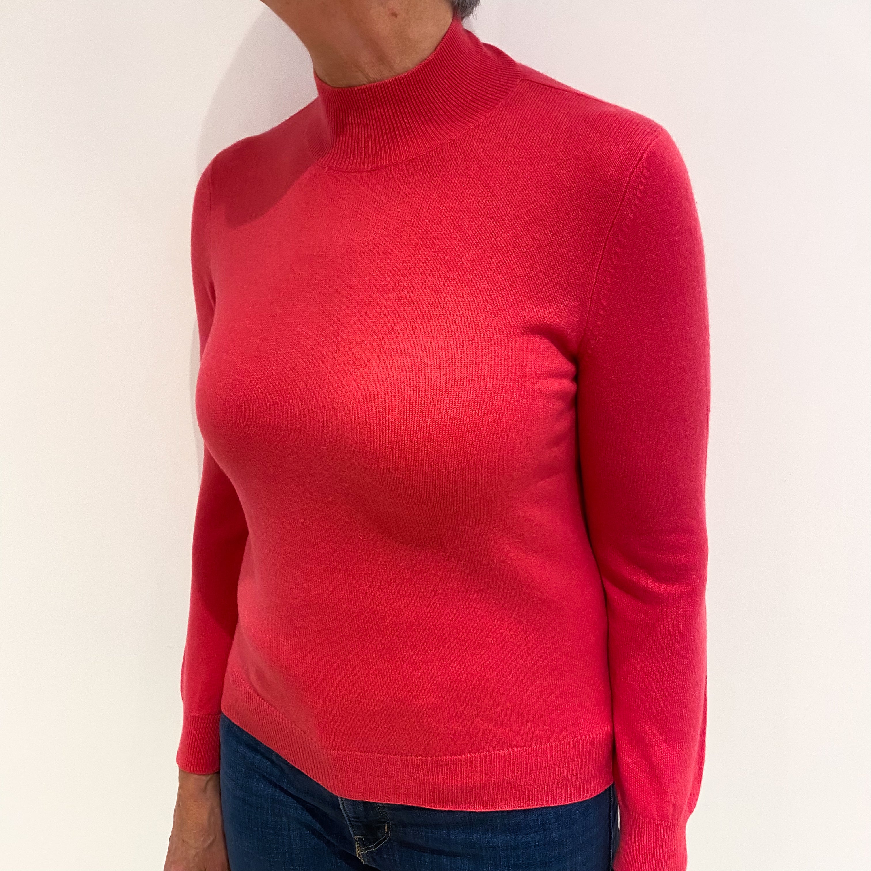 Rose Pink Cashmere Turtle Neck Jumper Medium