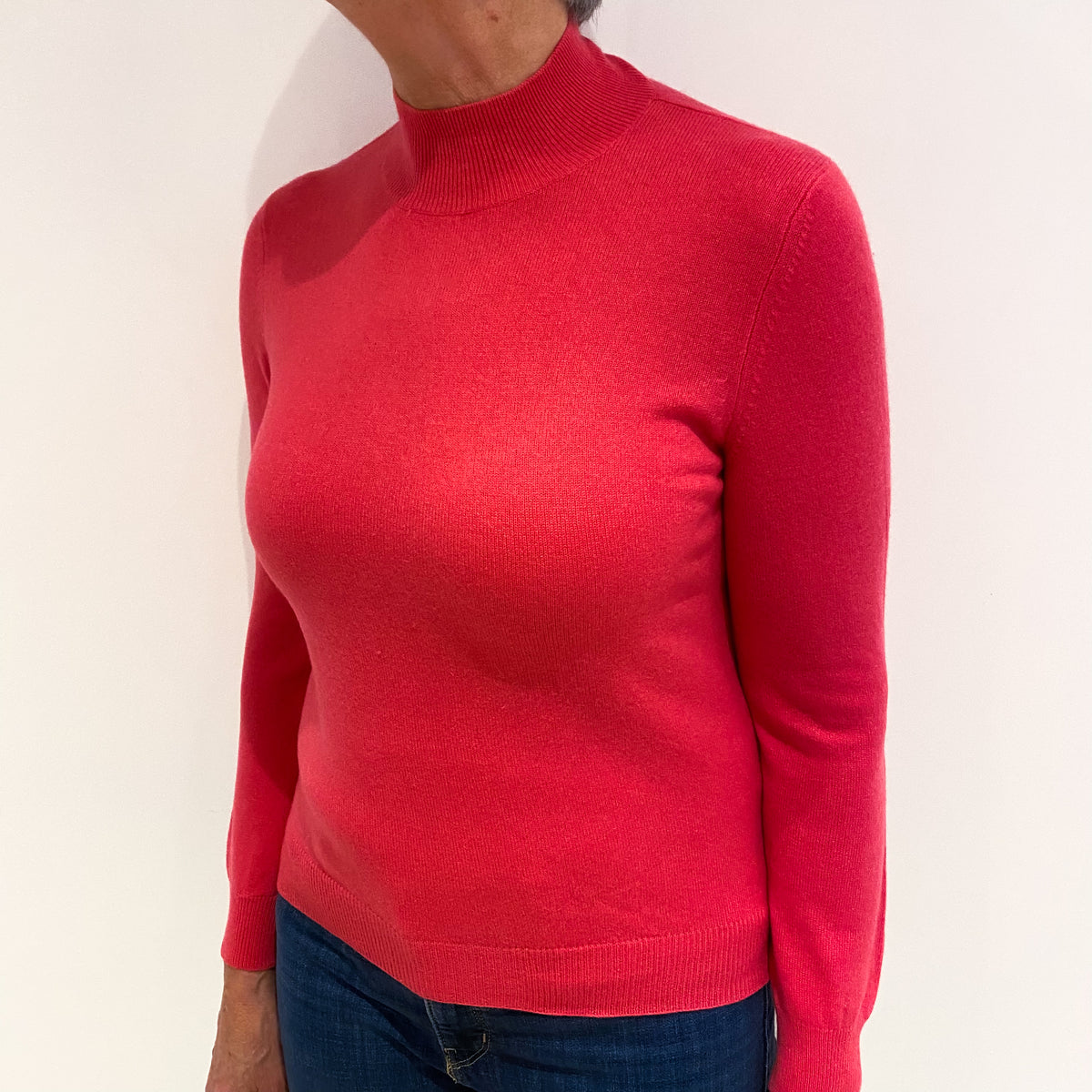 Rose Pink Cashmere Turtle Neck Jumper Medium