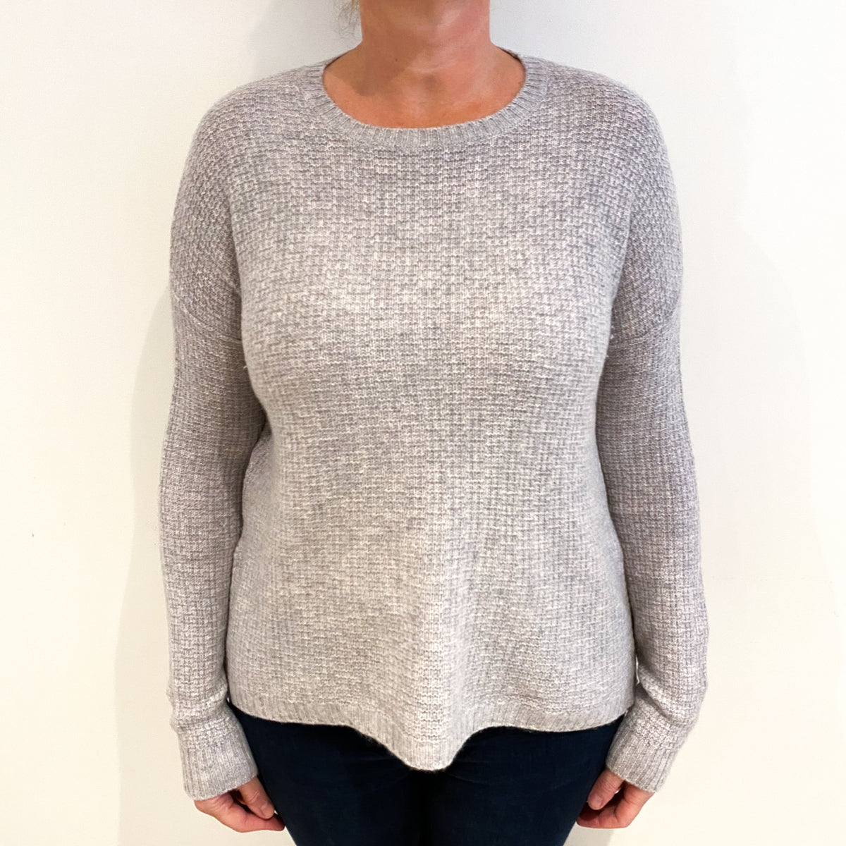 Cynthia Rowley Mist Grey Cashmere Crew Neck Jumper Large