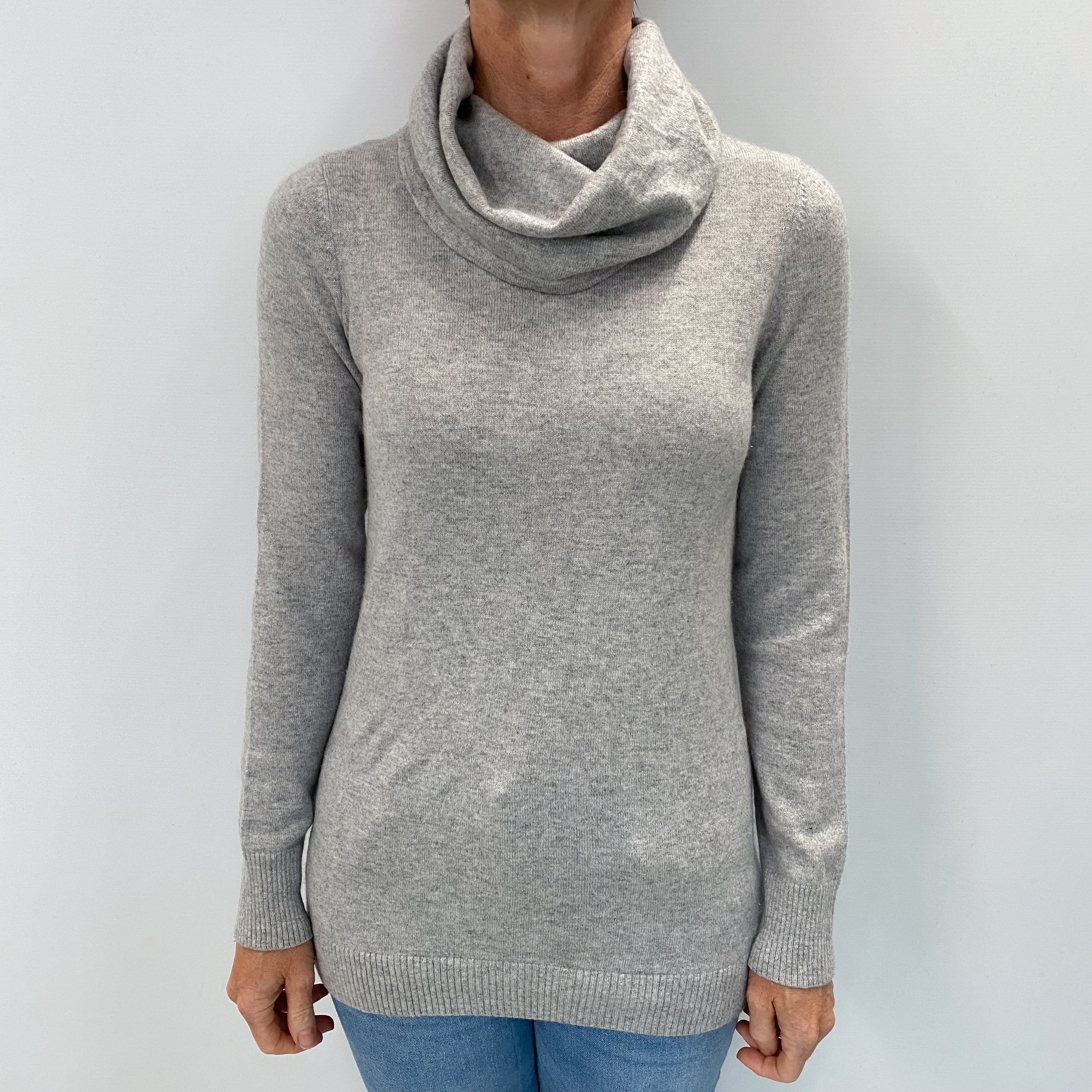 Smoke Grey Cashmere Cowl Neck Jumper Small