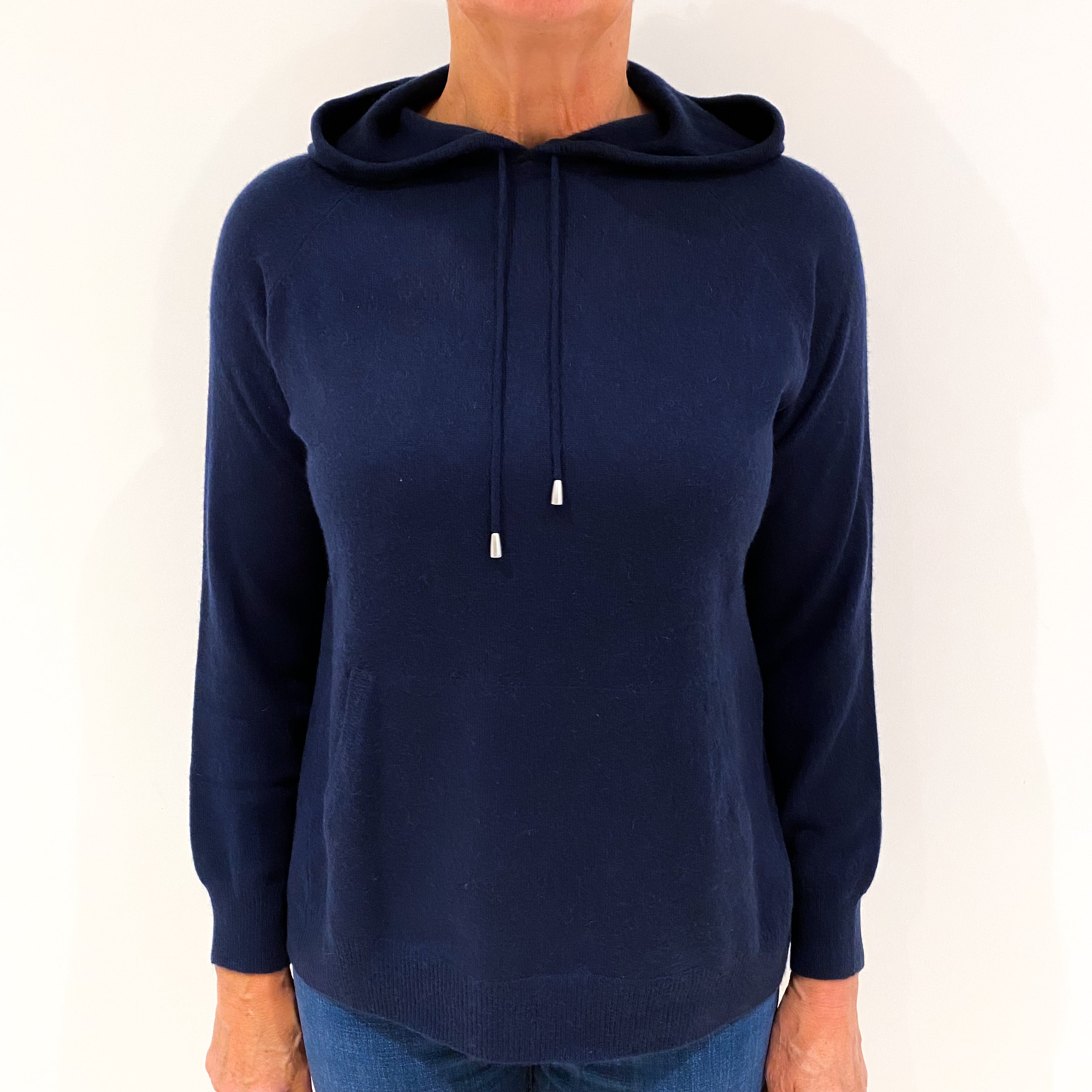Navy Blue Cashmere Hoodie Medium