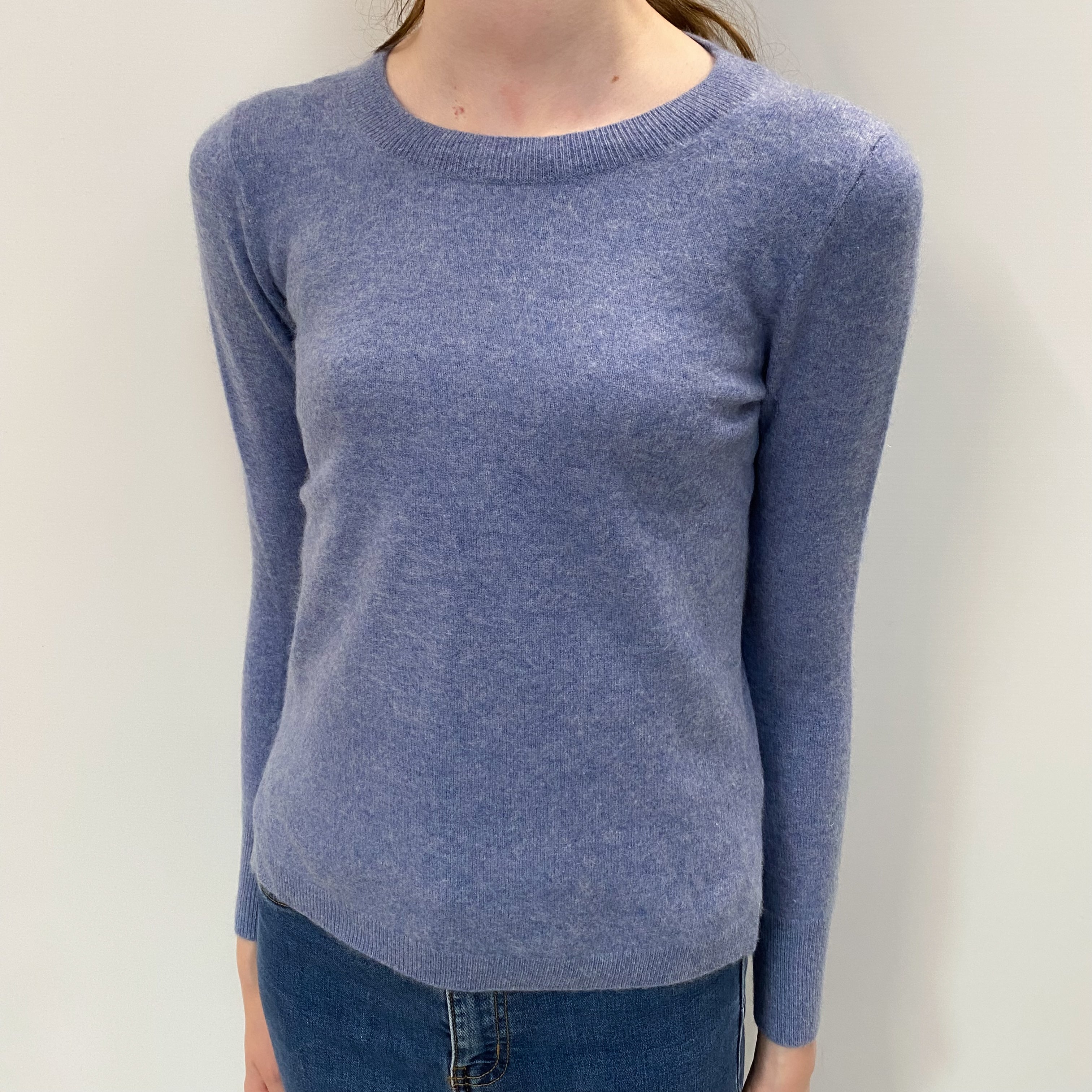 Denim Blue Cashmere Crew Neck Jumper Extra Small