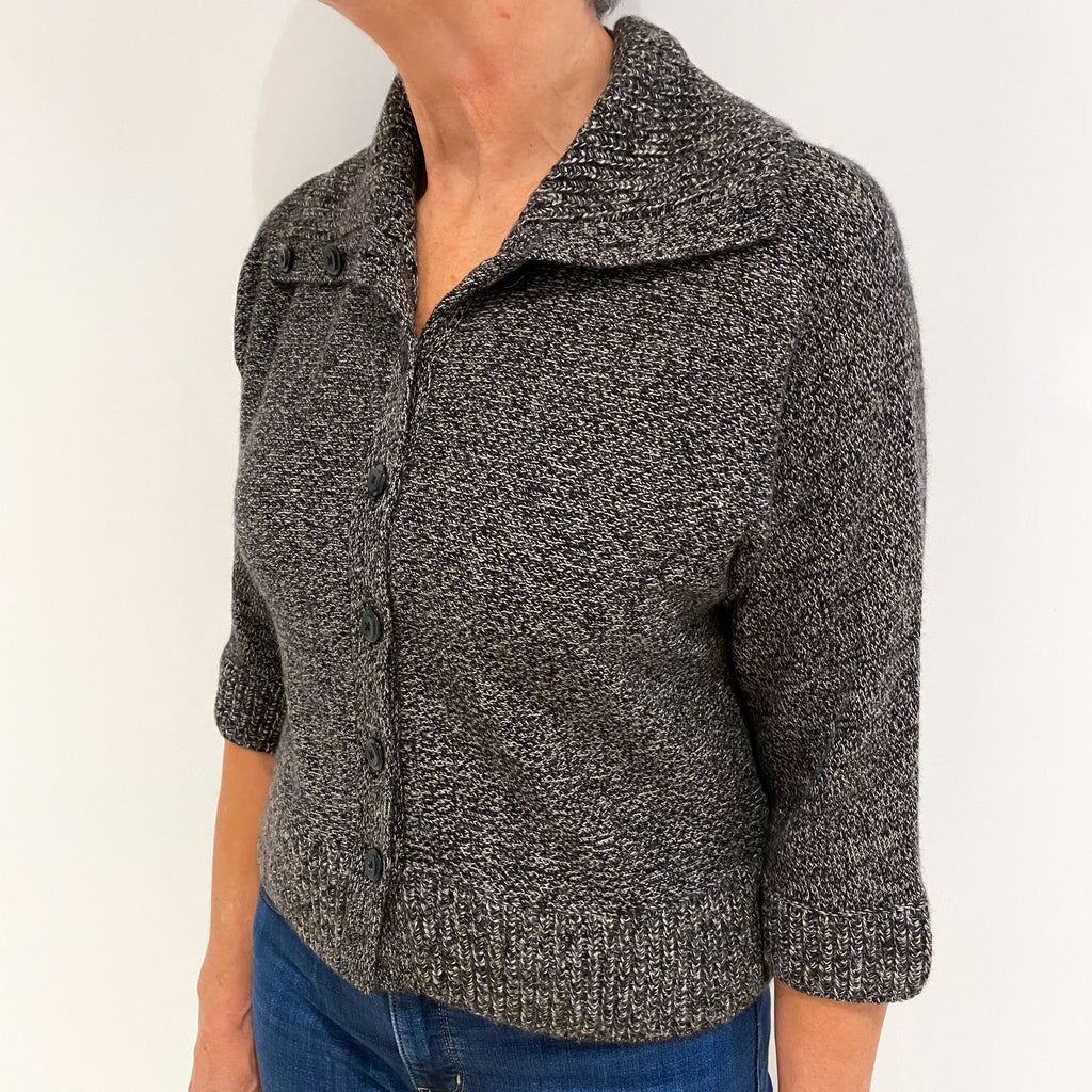Peppercorn Brown Marl Cashmere Collared Batwing Cardigan Medium