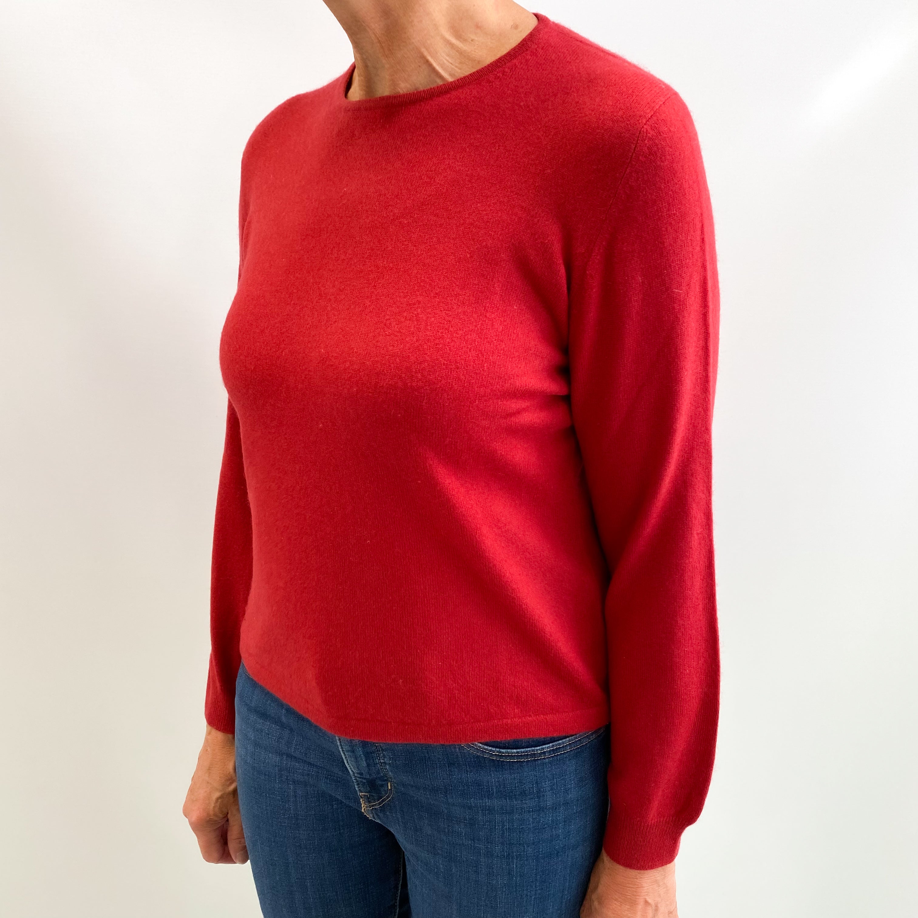Crimson Red Cashmere Crew Neck Jumper Medium