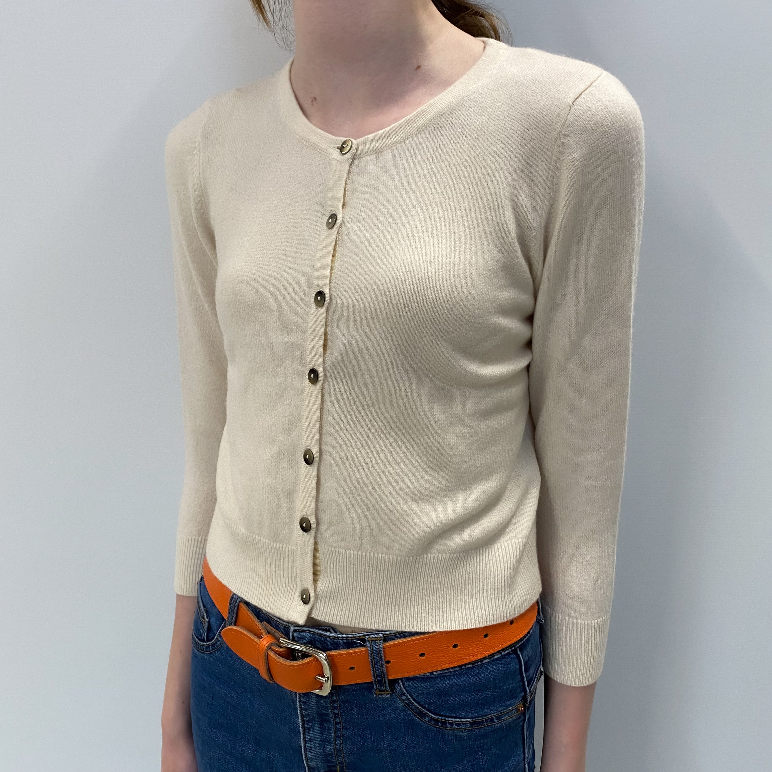 Cream Cashmere Crew Cardigan Extra Small