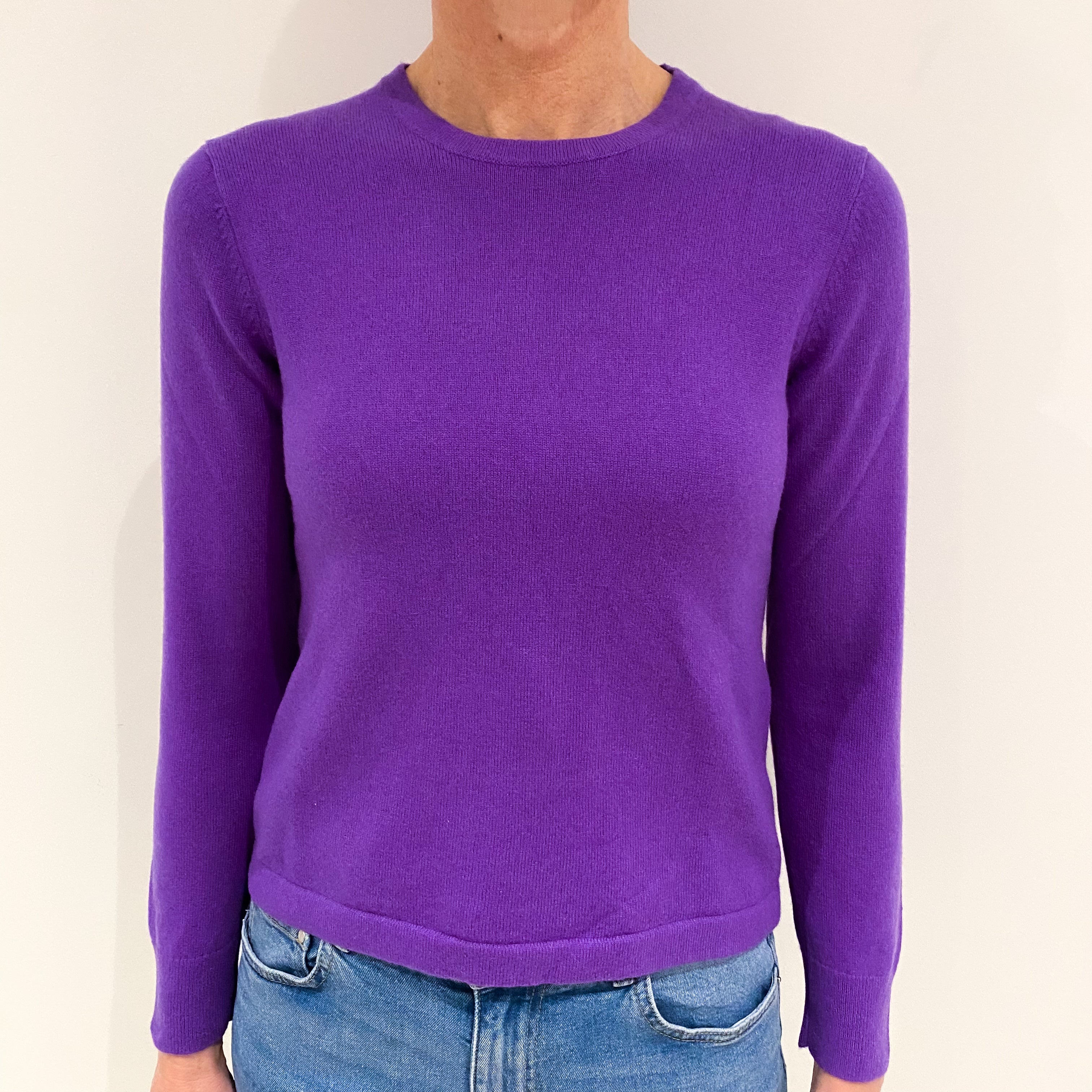 Deep Lilac Cashmere Crew Neck Jumper Small