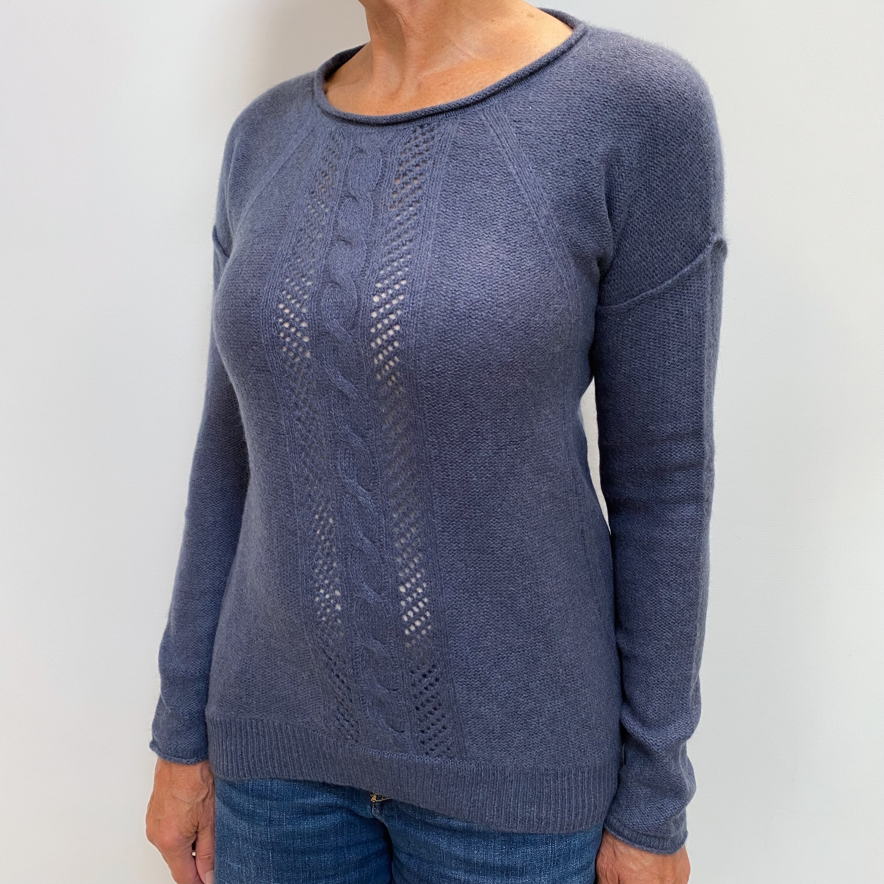 Denim Blue Cashmere Crew Neck Jumper Medium