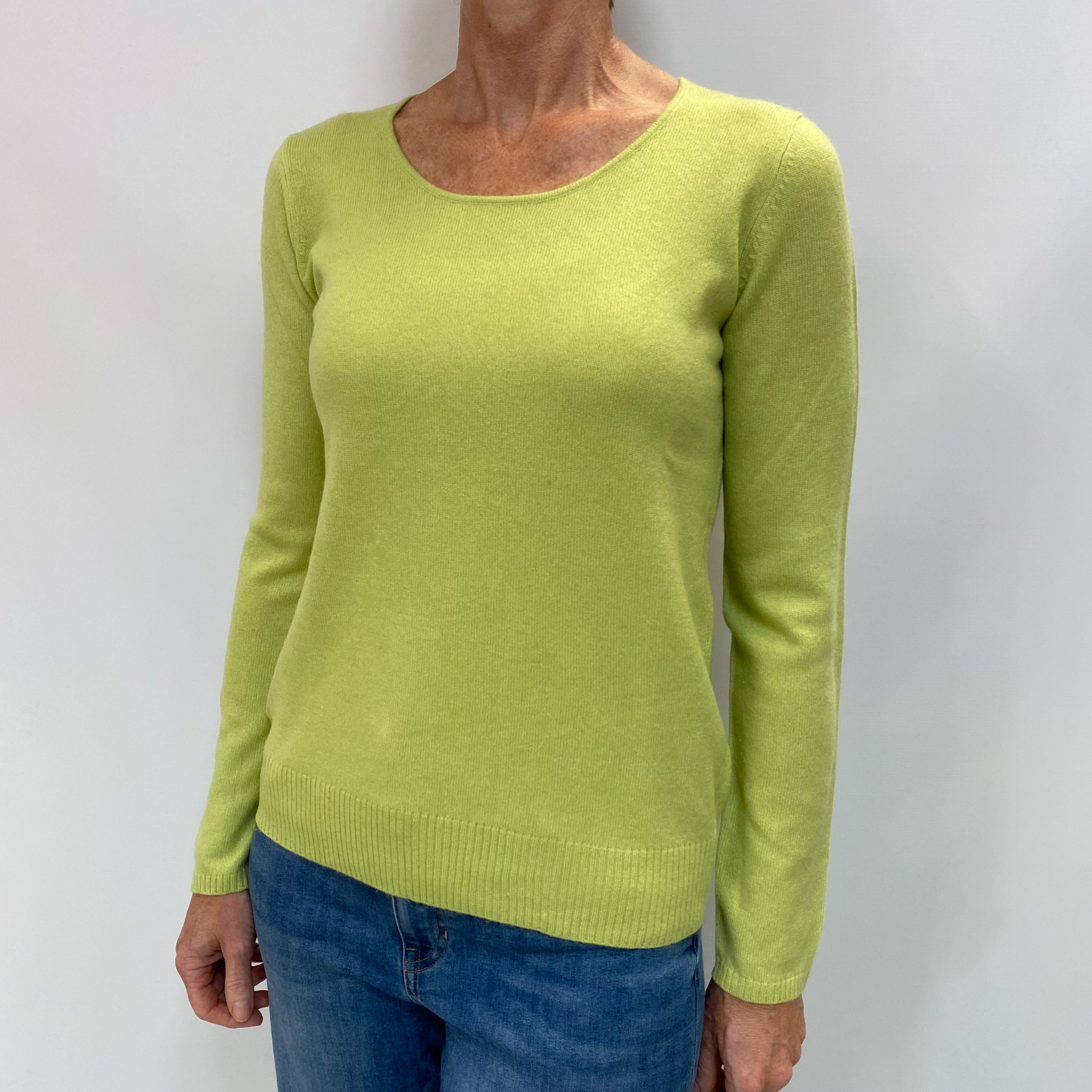 Key lime Green Cashmere Crew Neck Jumper Small
