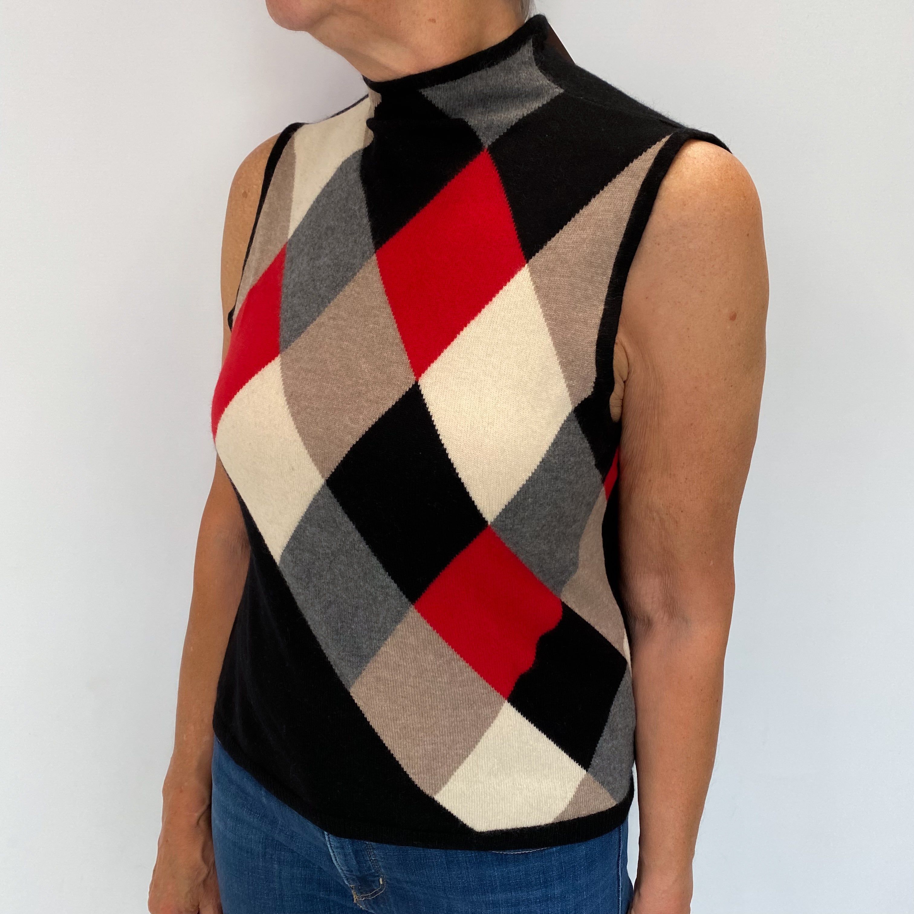 Black Diamond Cashmere Sleeveless Funnel Neck Jumper Medium
