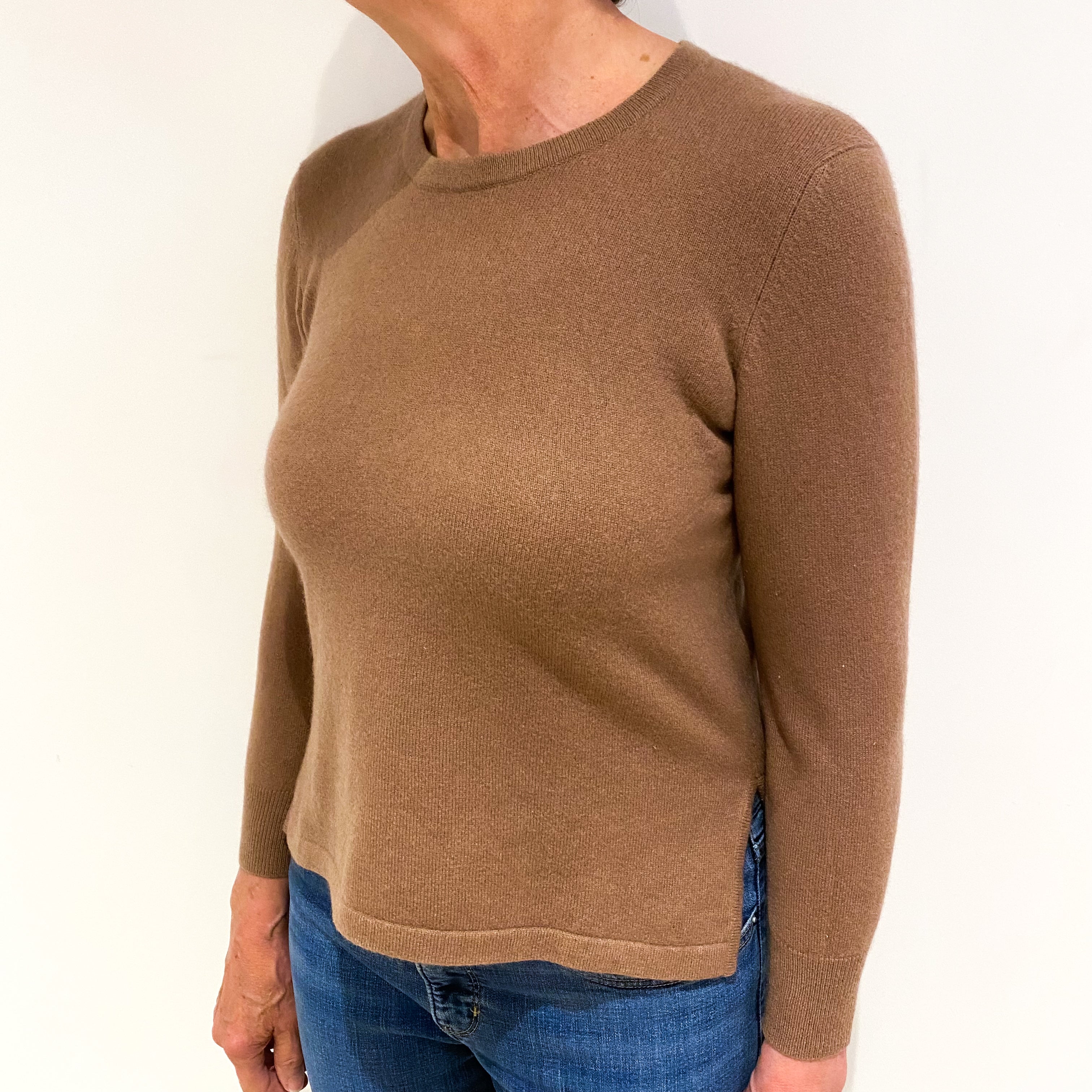 Butterscotch Brown Cashmere Crew Neck Jumper Medium