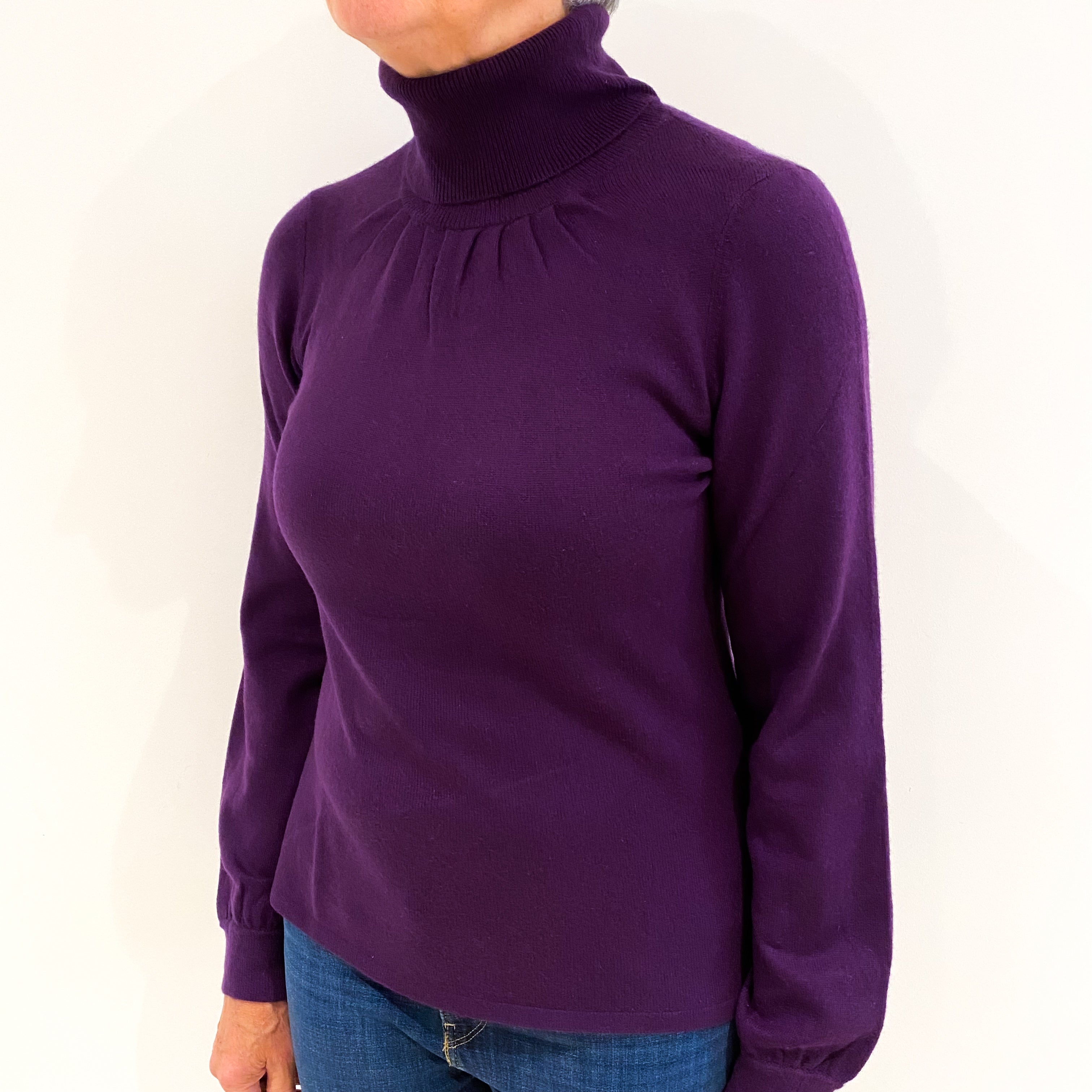 Iris Purple Cashmere Polo Neck Jumper Medium