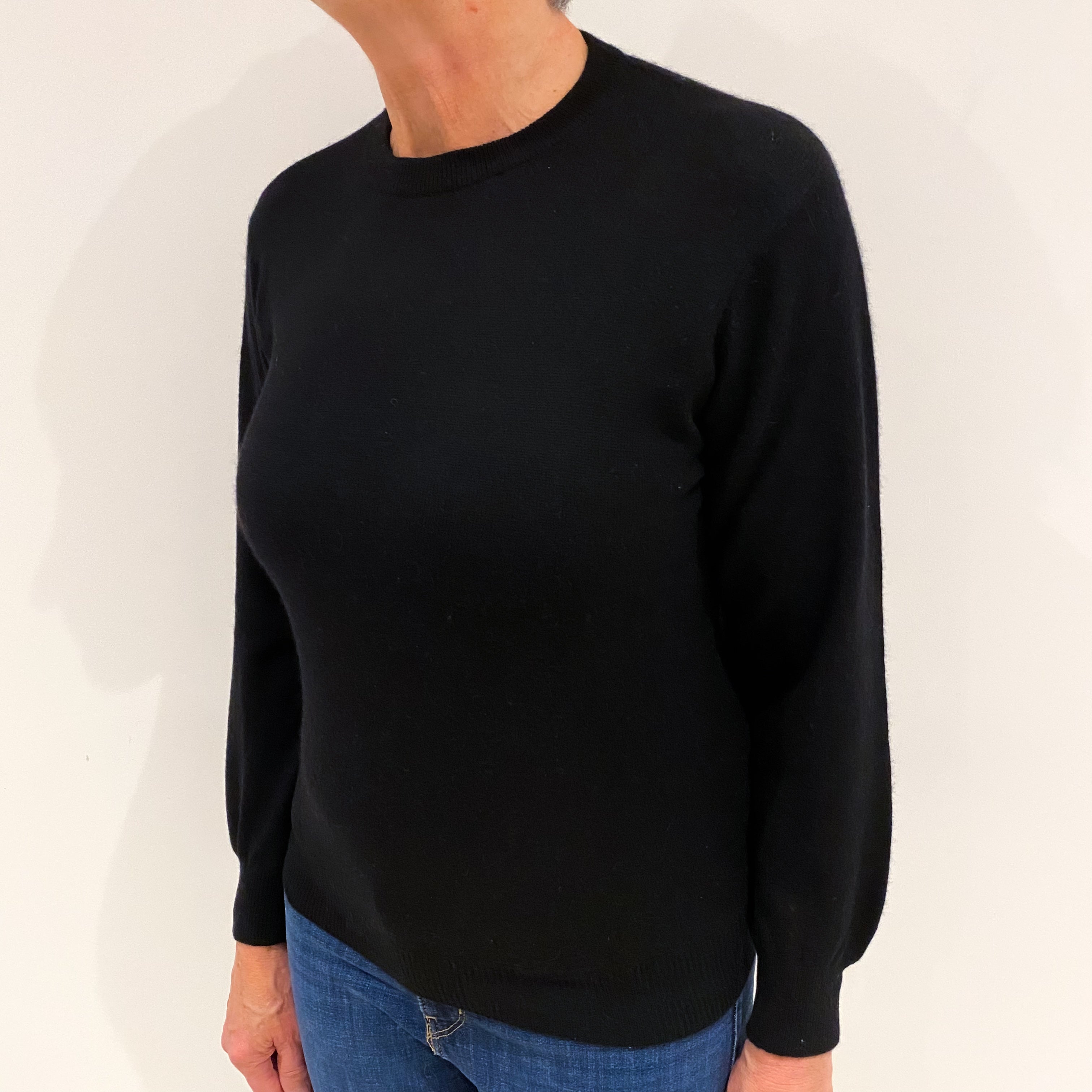 Black Cashmere Crew Neck Jumper Medium