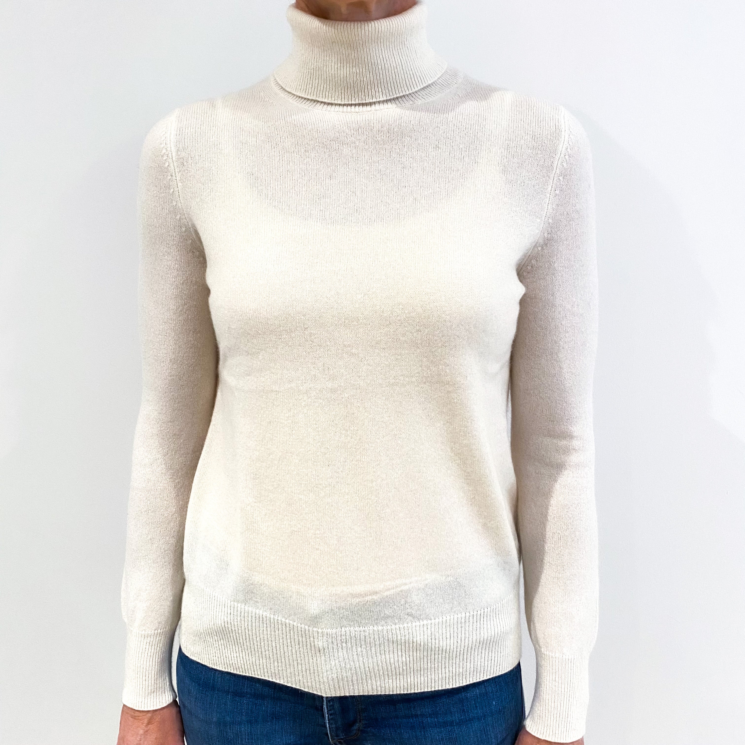 Cream Cashmere Polo Neck Jumper Small