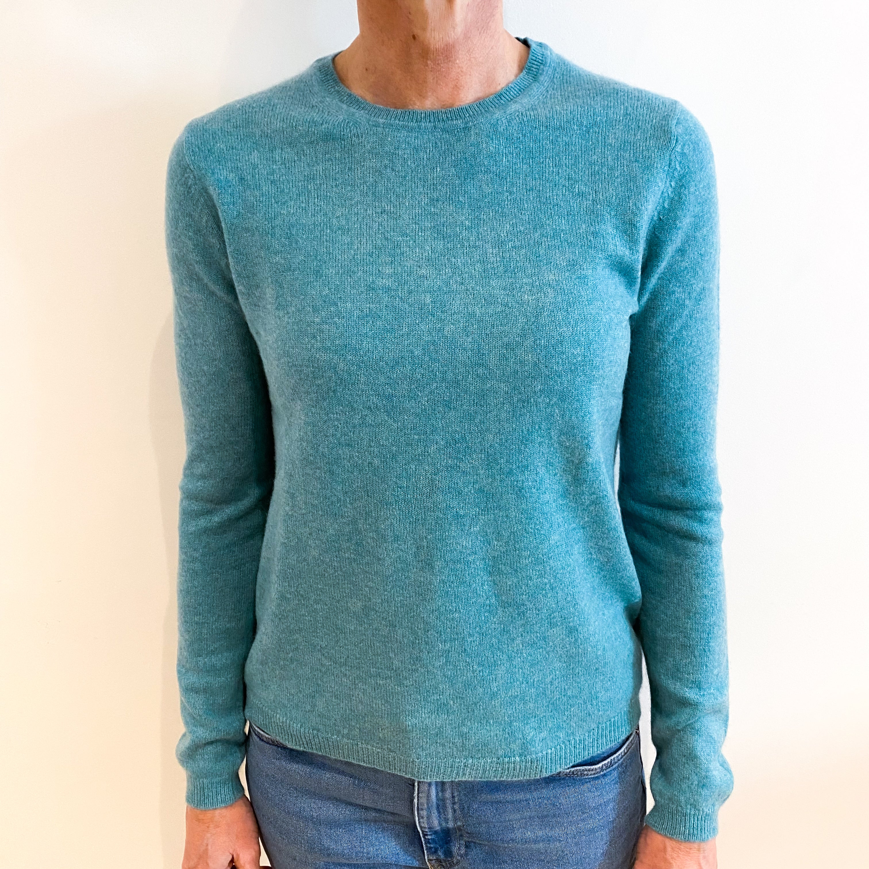 Sea Foam Blue Cashmere Crew Neck Jumper Small