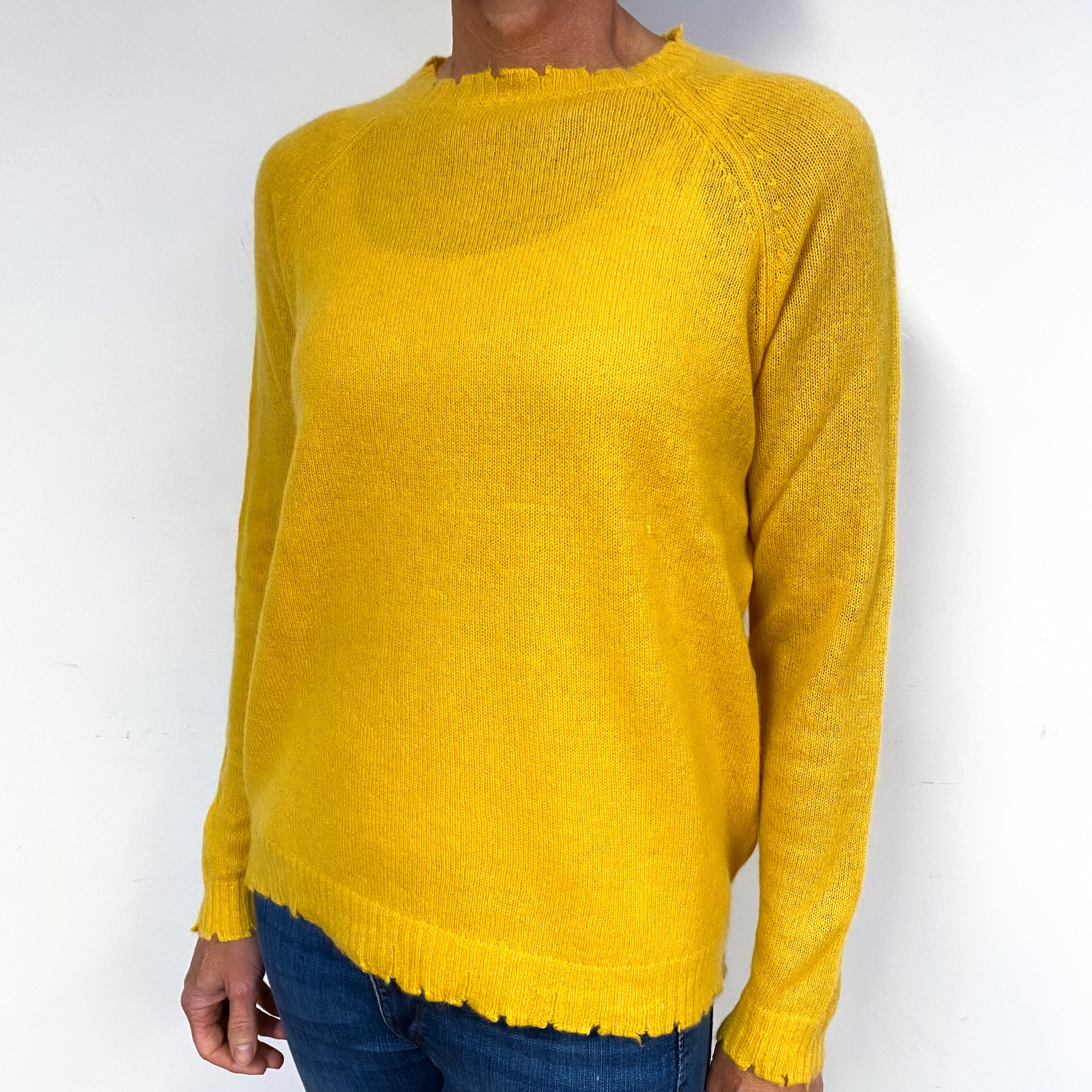 Lemon Yellow Cashmere Crew Neck Jumper Medium