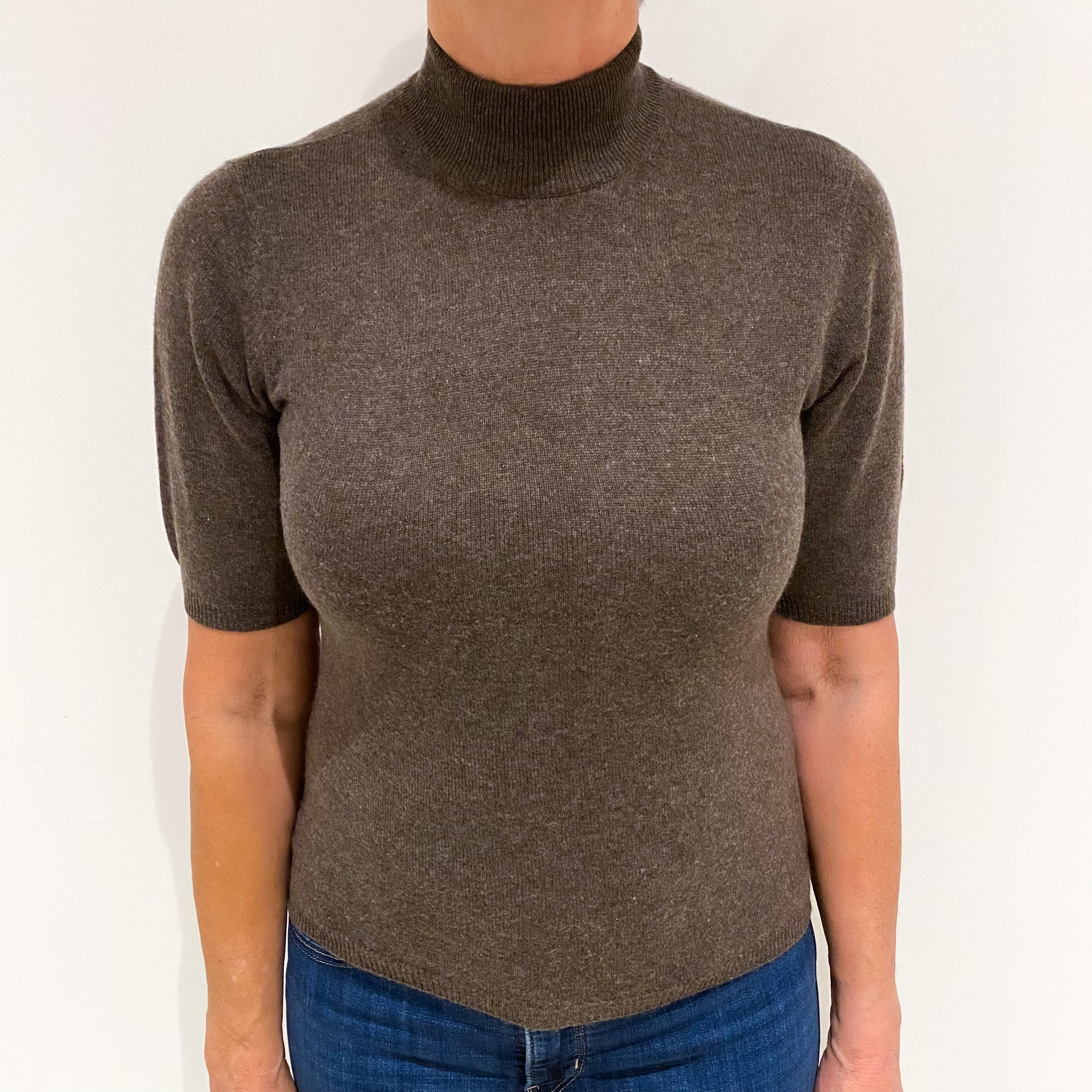 Muted Brown Cashmere Turtle Neck Jumper Medium