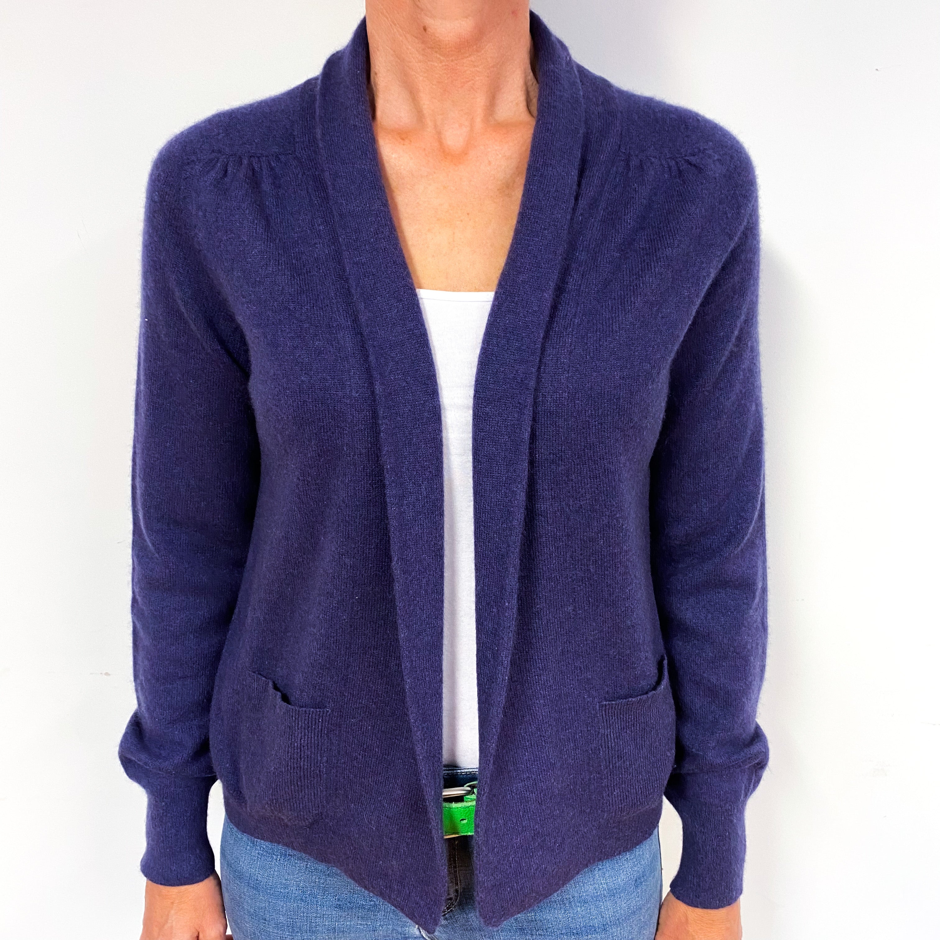 Soft Indigo Purple Cashmere Edge to Edge Cardigan Medium