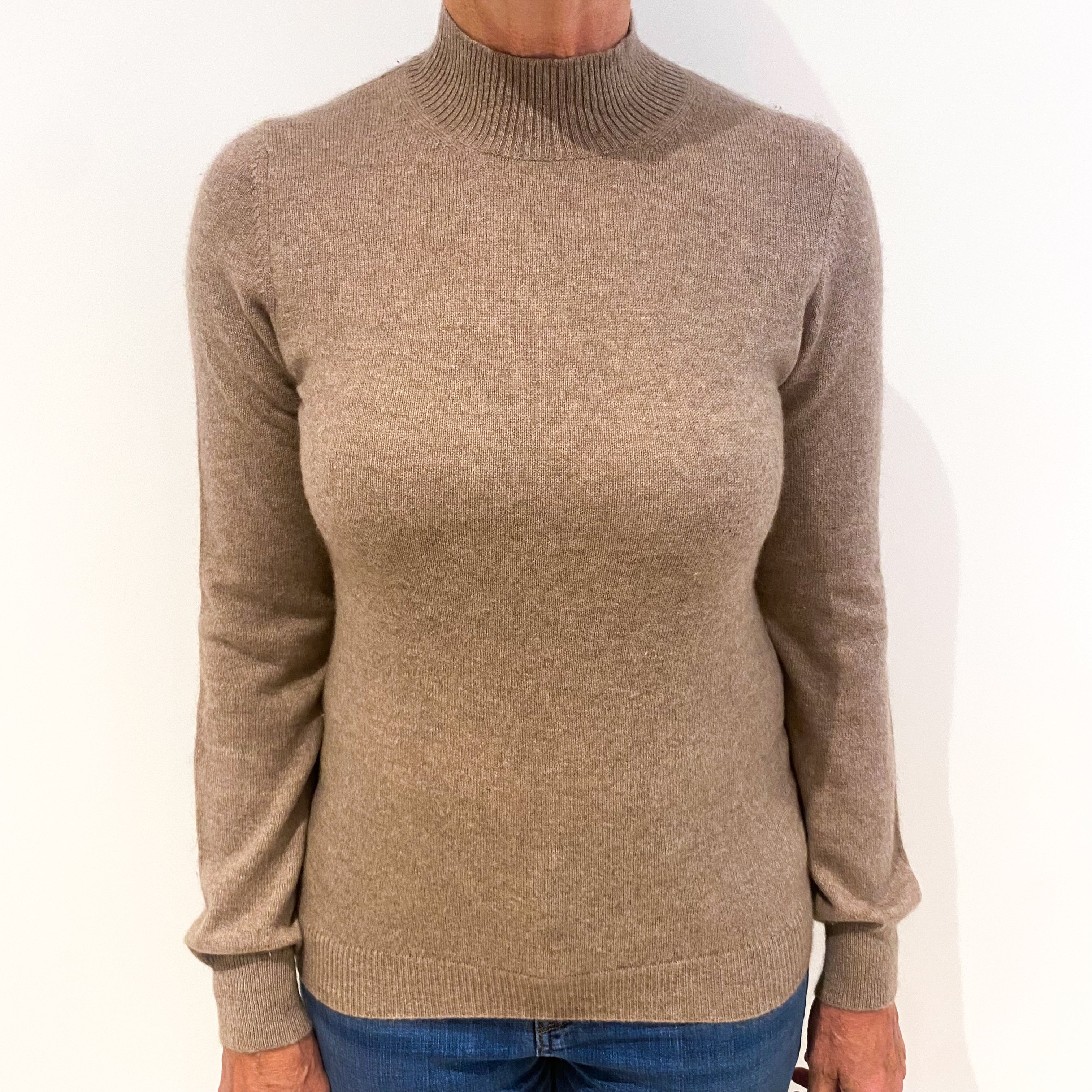 Mocha Brown Cashmere Turtle Neck Jumper Medium
