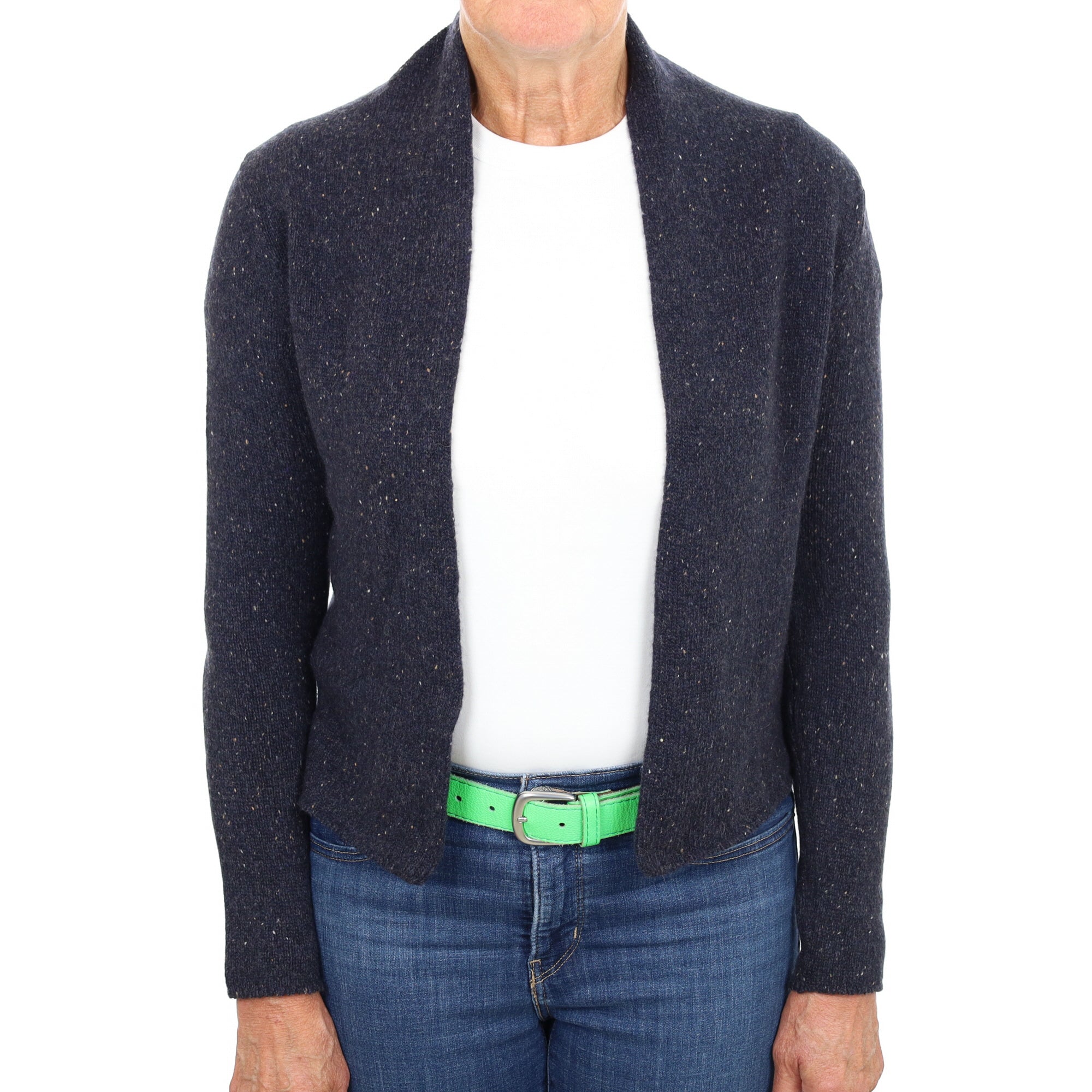 Charcoal Grey Marl Cashmere Edge To Edge Cardigan Medium