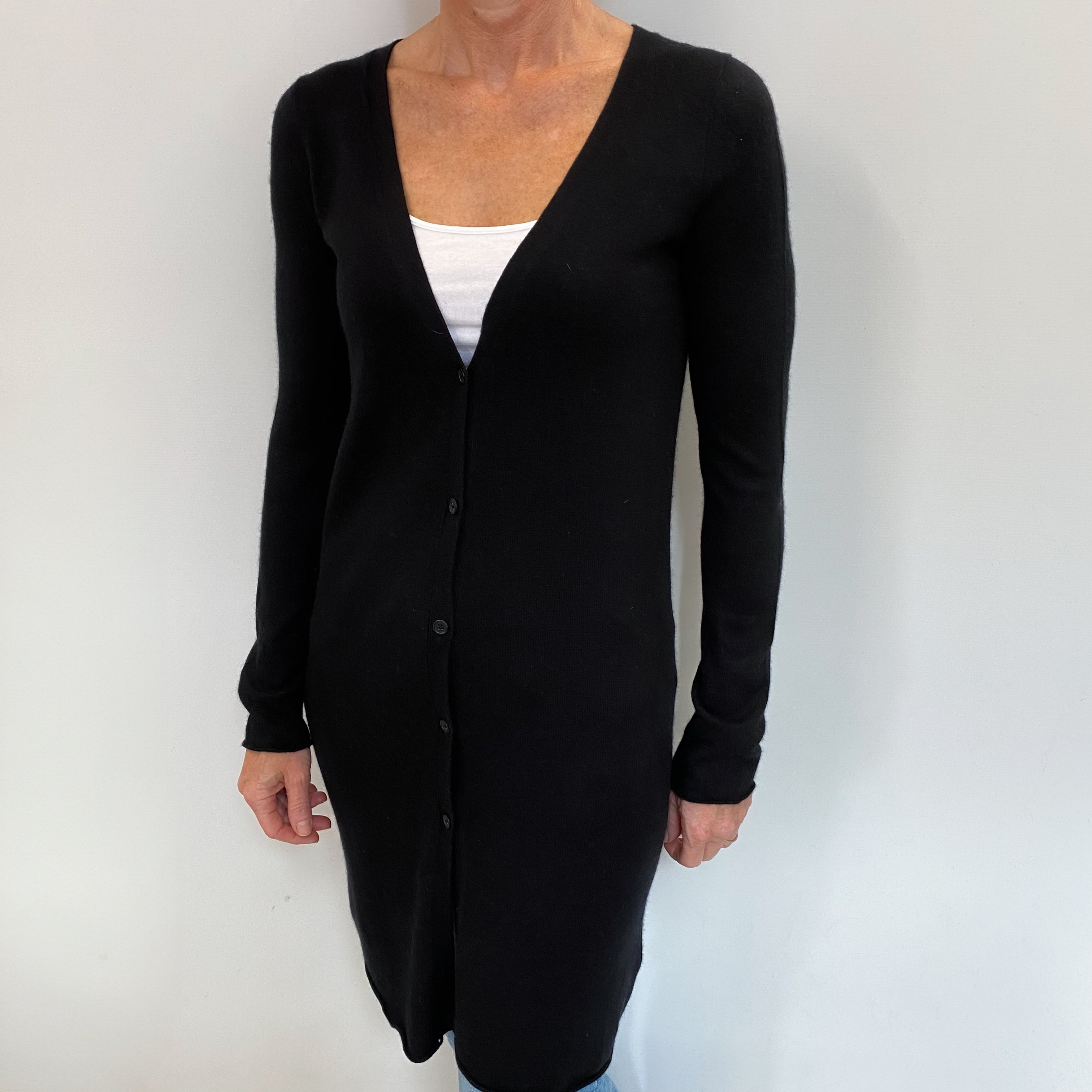Black Cashmere V Neck Cardigan Small