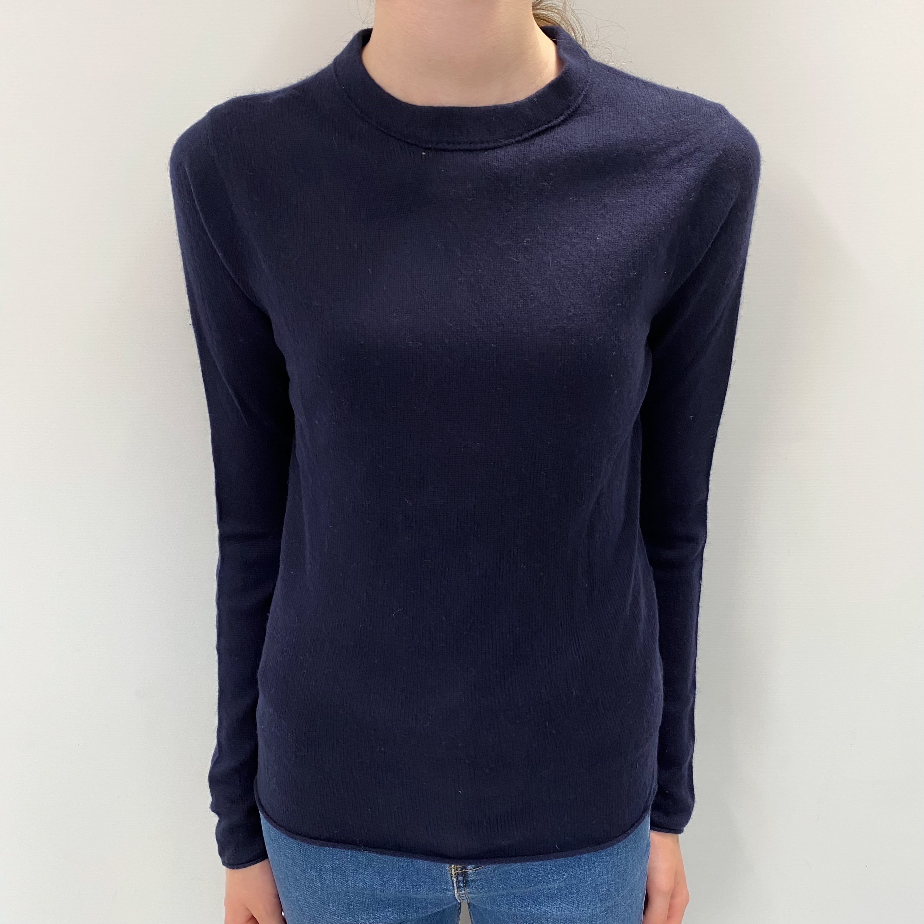 Navy Blue Cashmere Crew Neck Jumper Extra Small