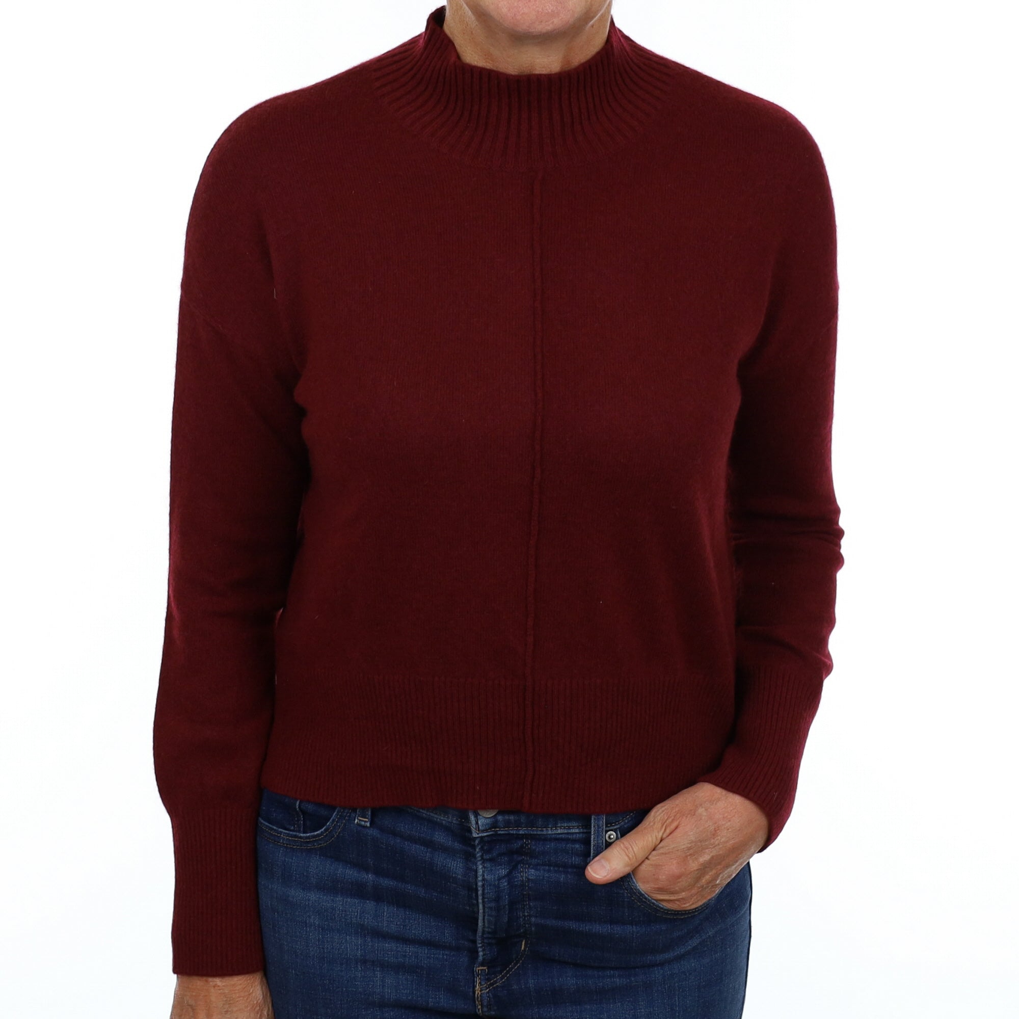 Wine Red Cashmere Turtle Neck Jumper Medium