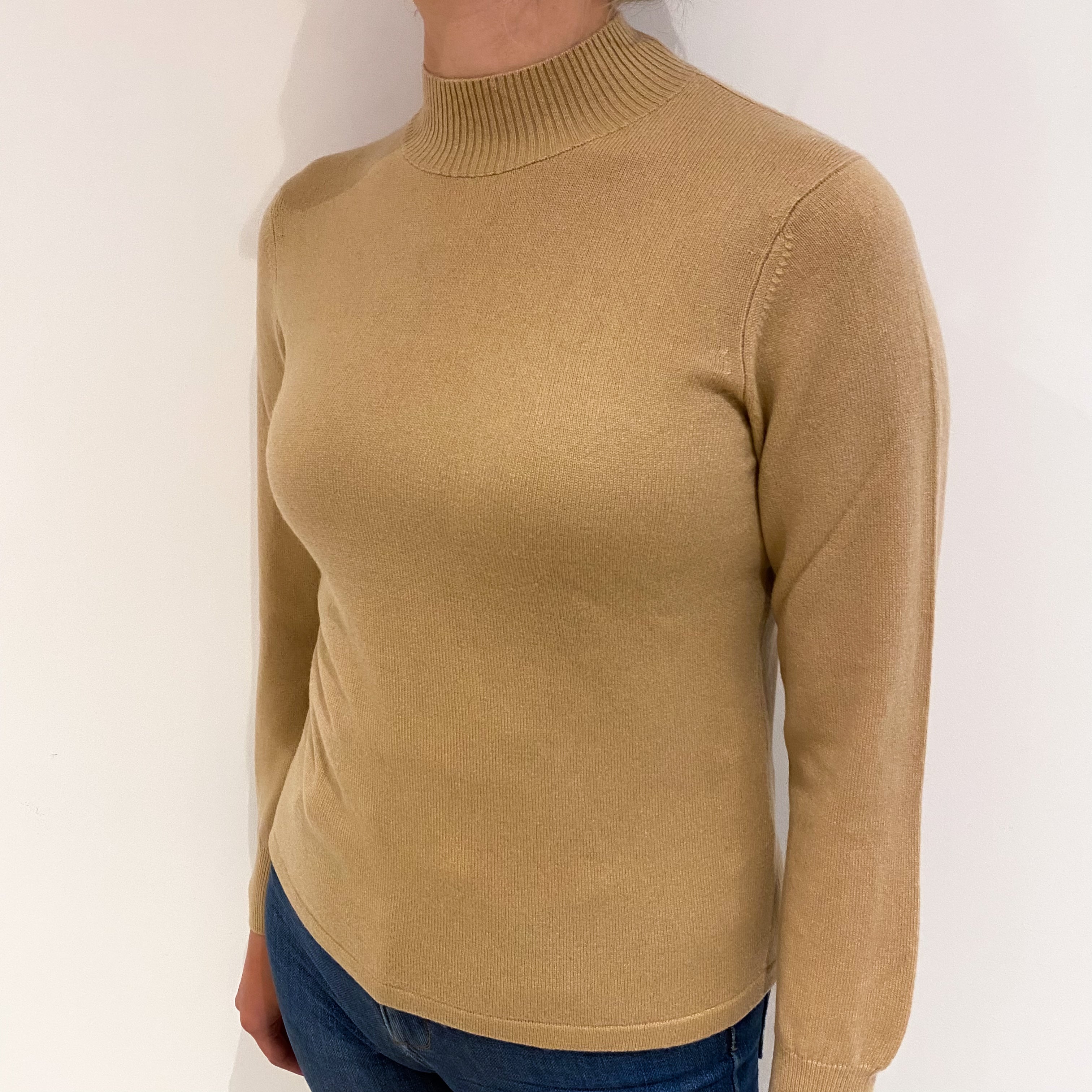 Caramel Brown Cashmere Turtle Neck Jumper Small