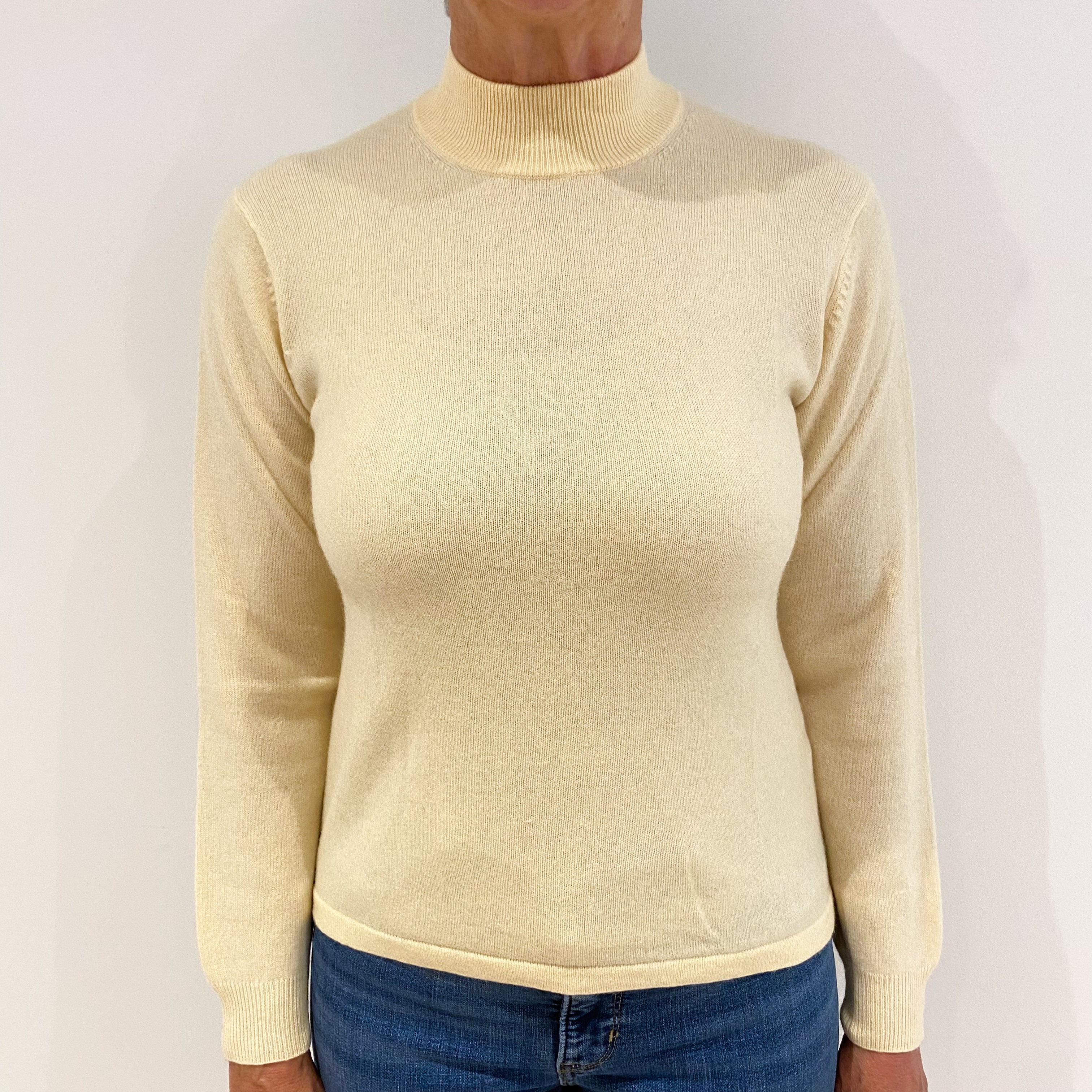 Primrose Yellow Cashmere Turtle Neck Jumper Medium