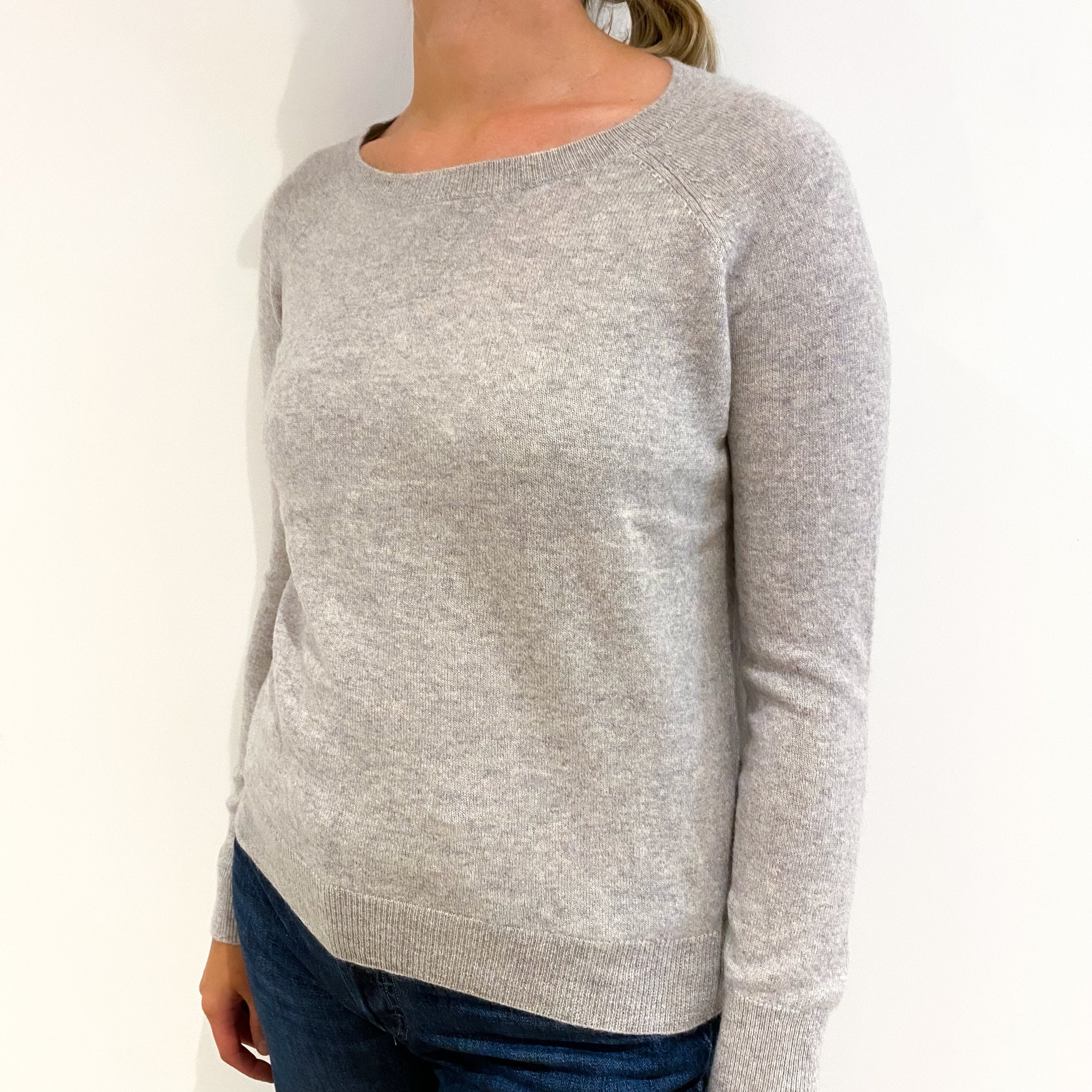 Mist Grey Cashmere Crew Neck Jumper Small