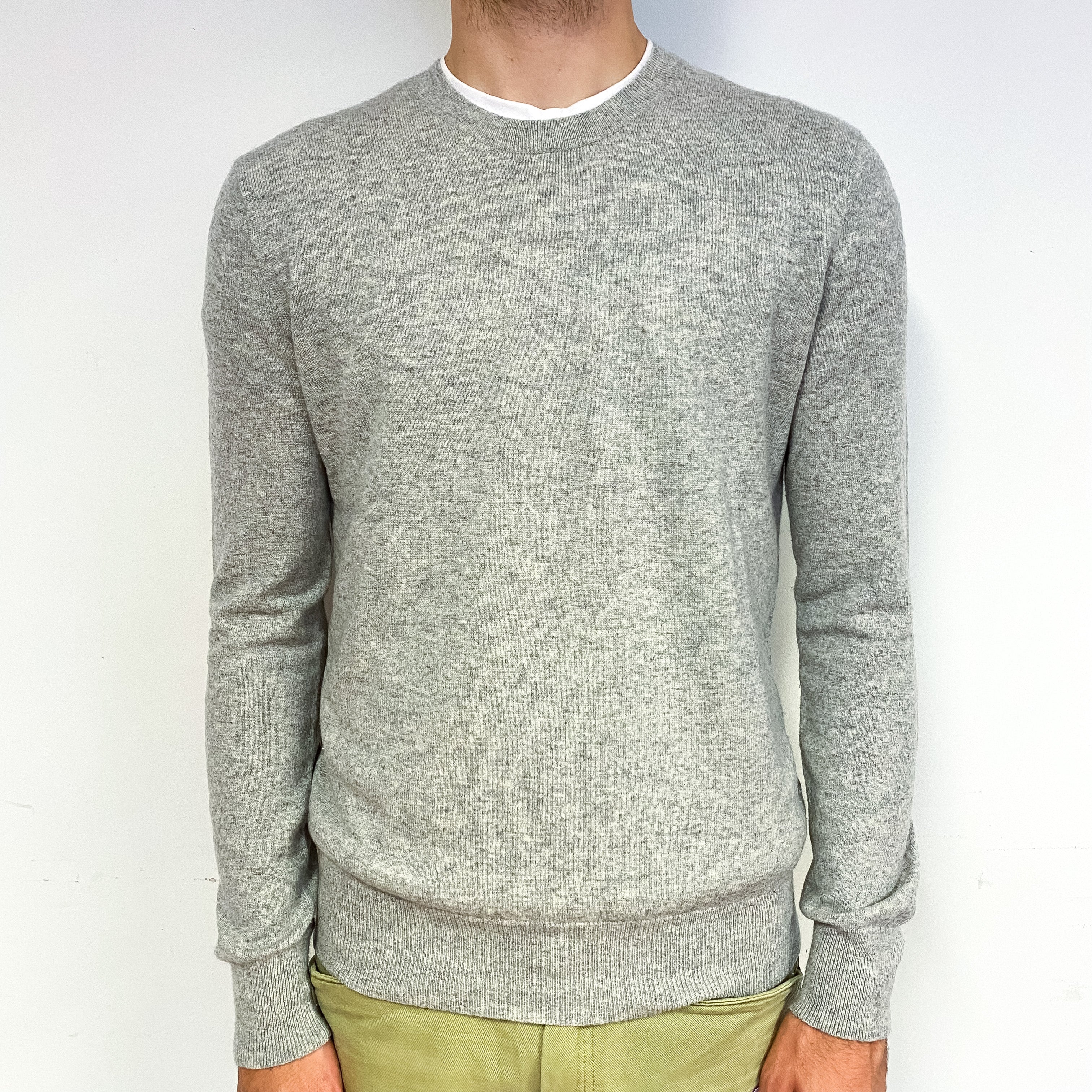 Men's Smoke Grey Cashmere Crew Neck Jumper Medium