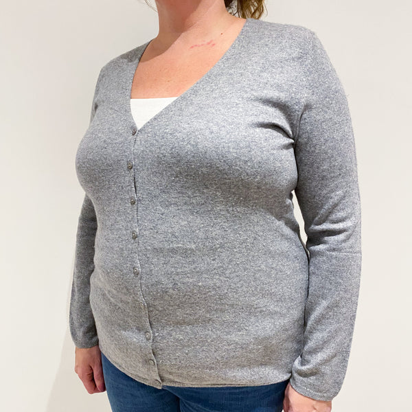 Smoke Grey Cashmere V-Neck Cardigan Extra Large