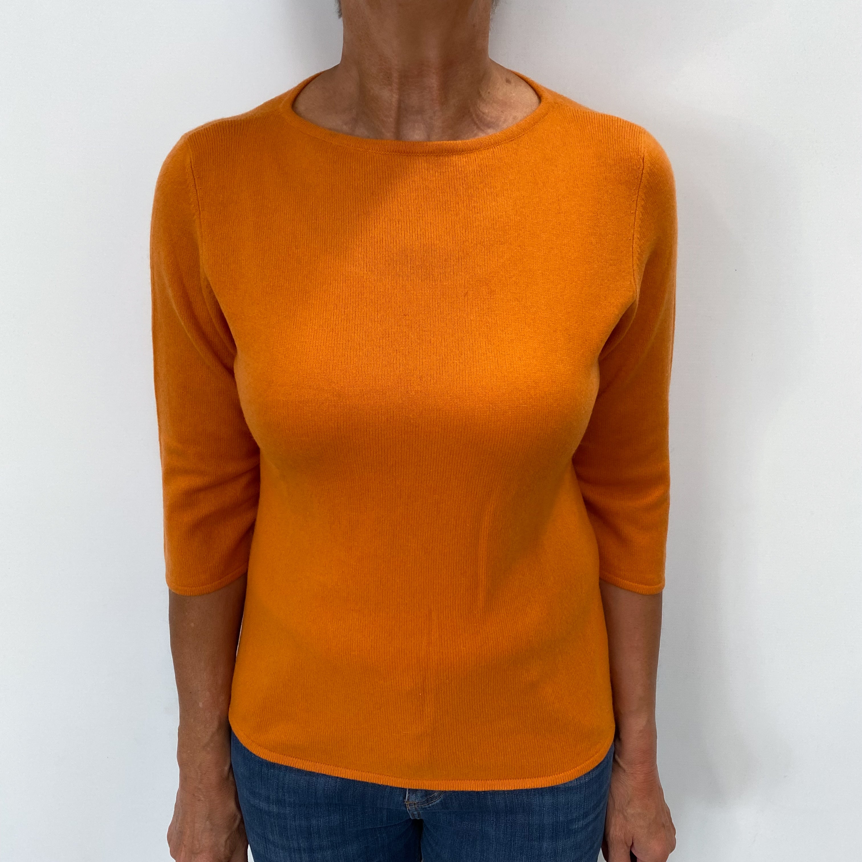 Pumpkin Orange Cashmere Boat Neck Jumper Medium