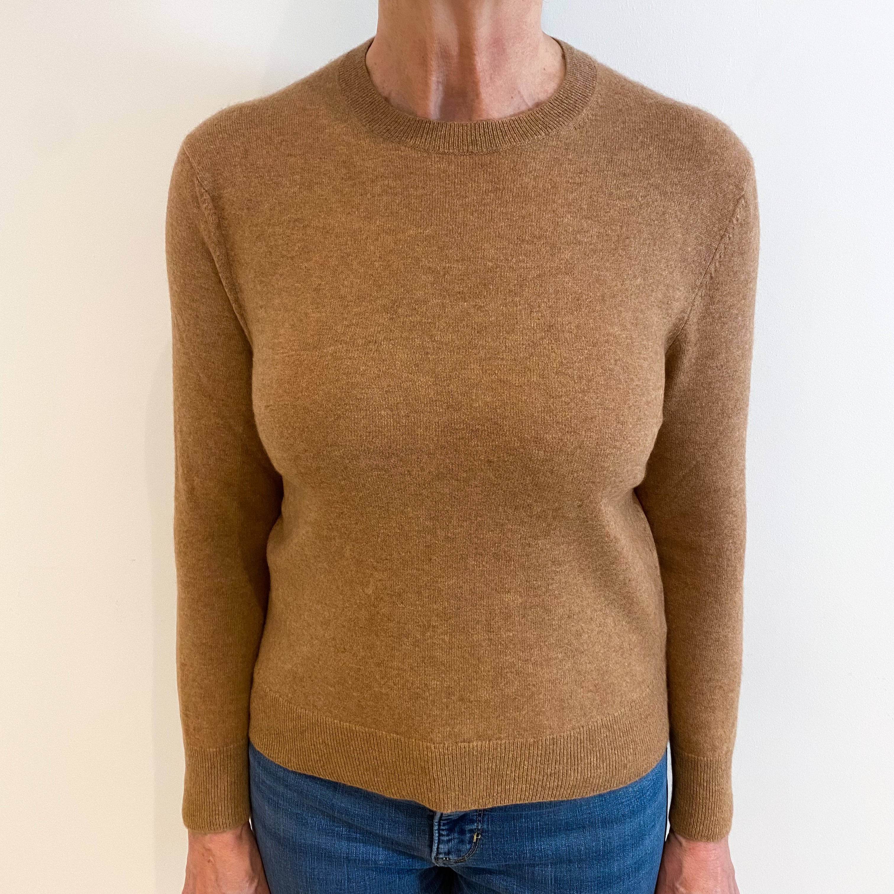 Butterscotch Brown Cashmere Crew Neck Jumper Medium