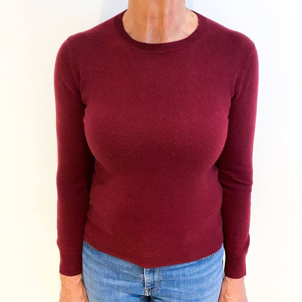 Burgundy Red Cashmere Crew Neck Jumper Medium