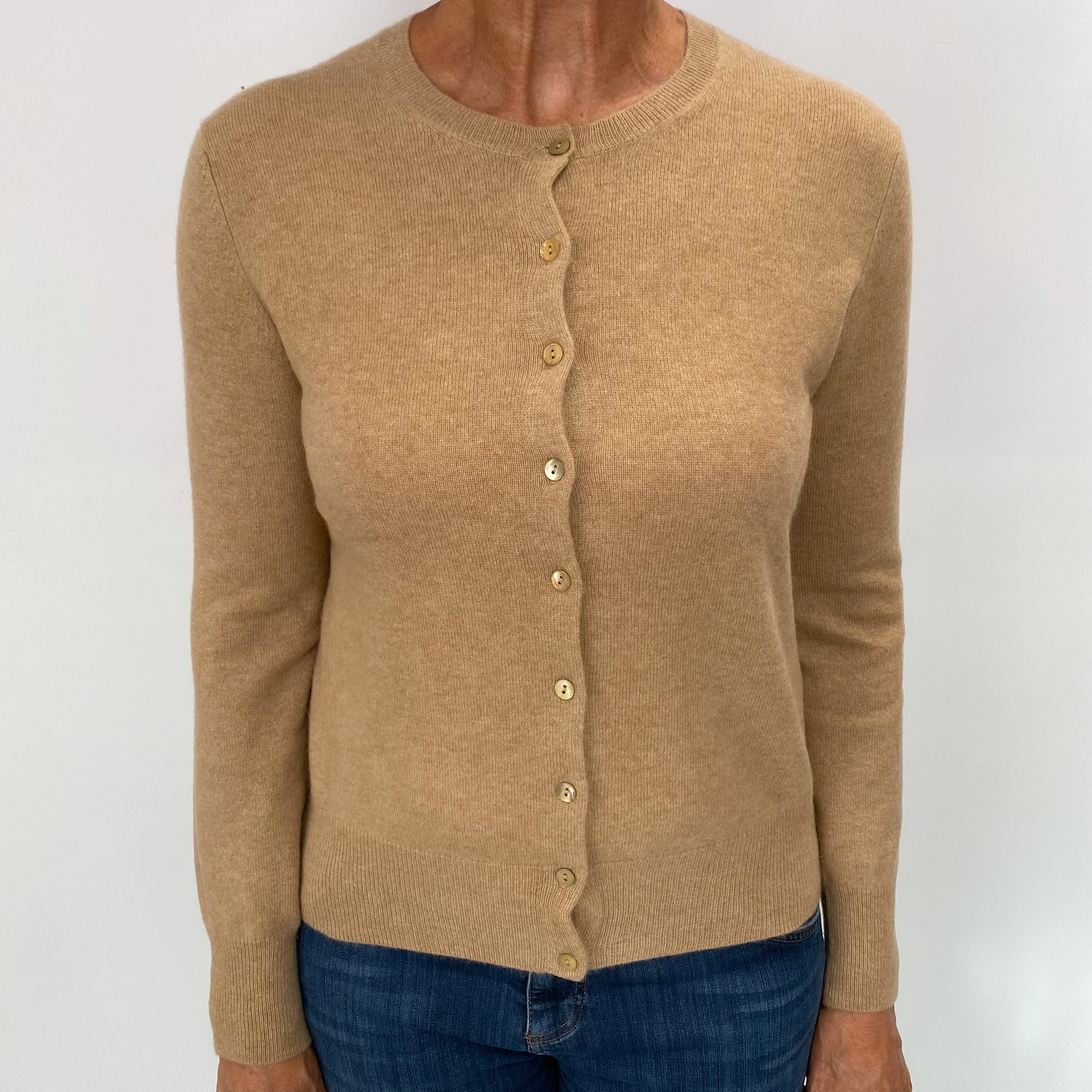 Caramel Beige Cashmere Cardigan Medium