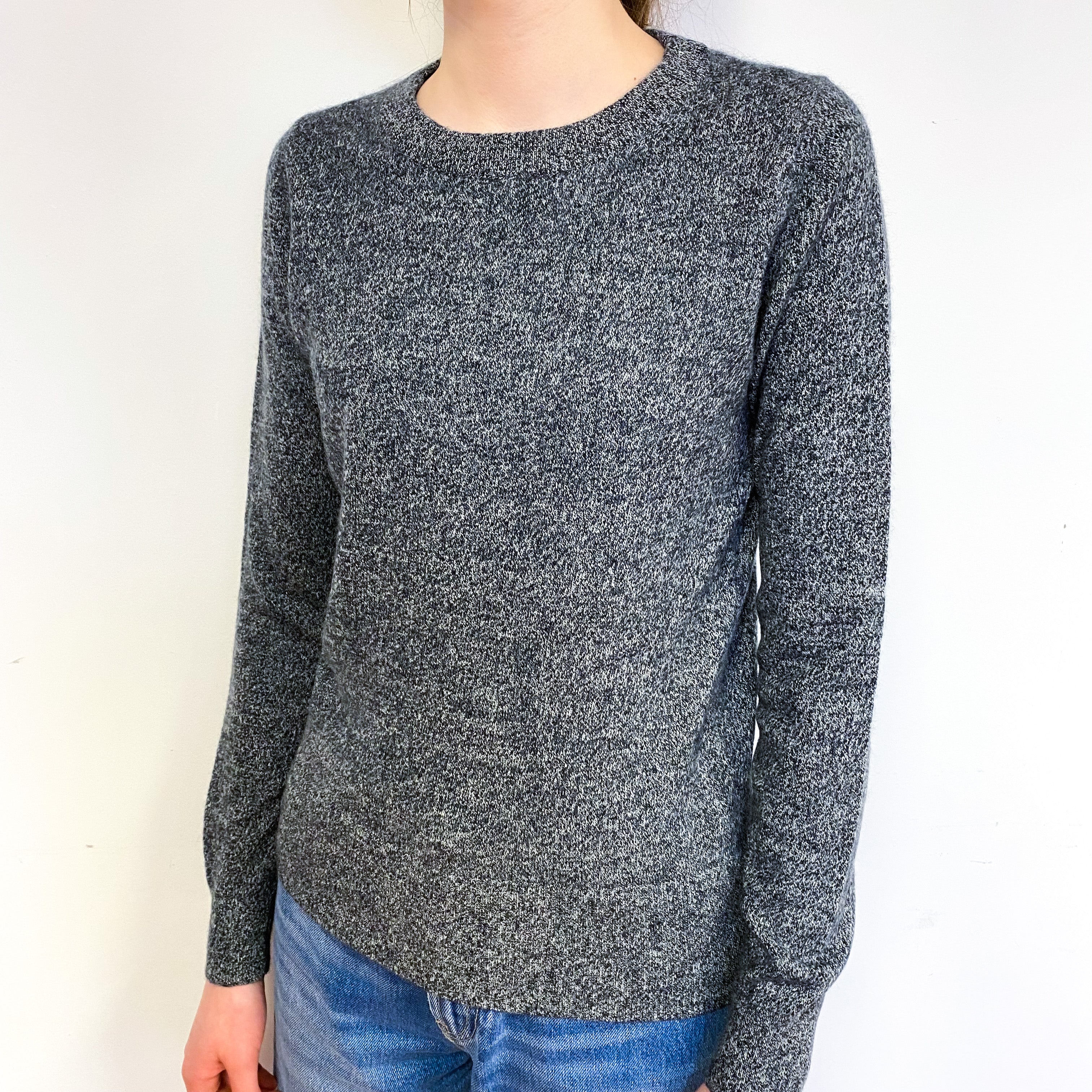 Charcoal Grey Marl Cashmere Crew Neck Jumper Extra Small