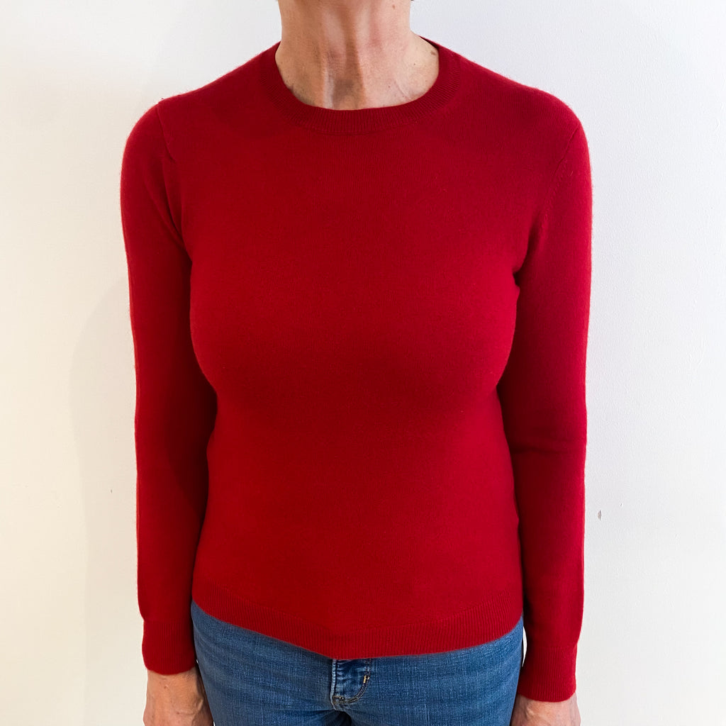 Scarlet Red Cashmere Crew Neck Jumper Medium