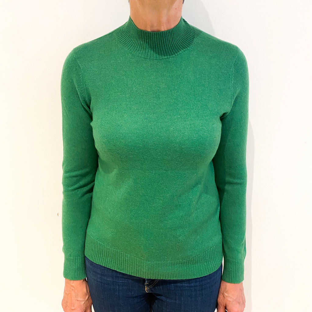 Jade Green Cashmere Turtle Neck Jumper Medium