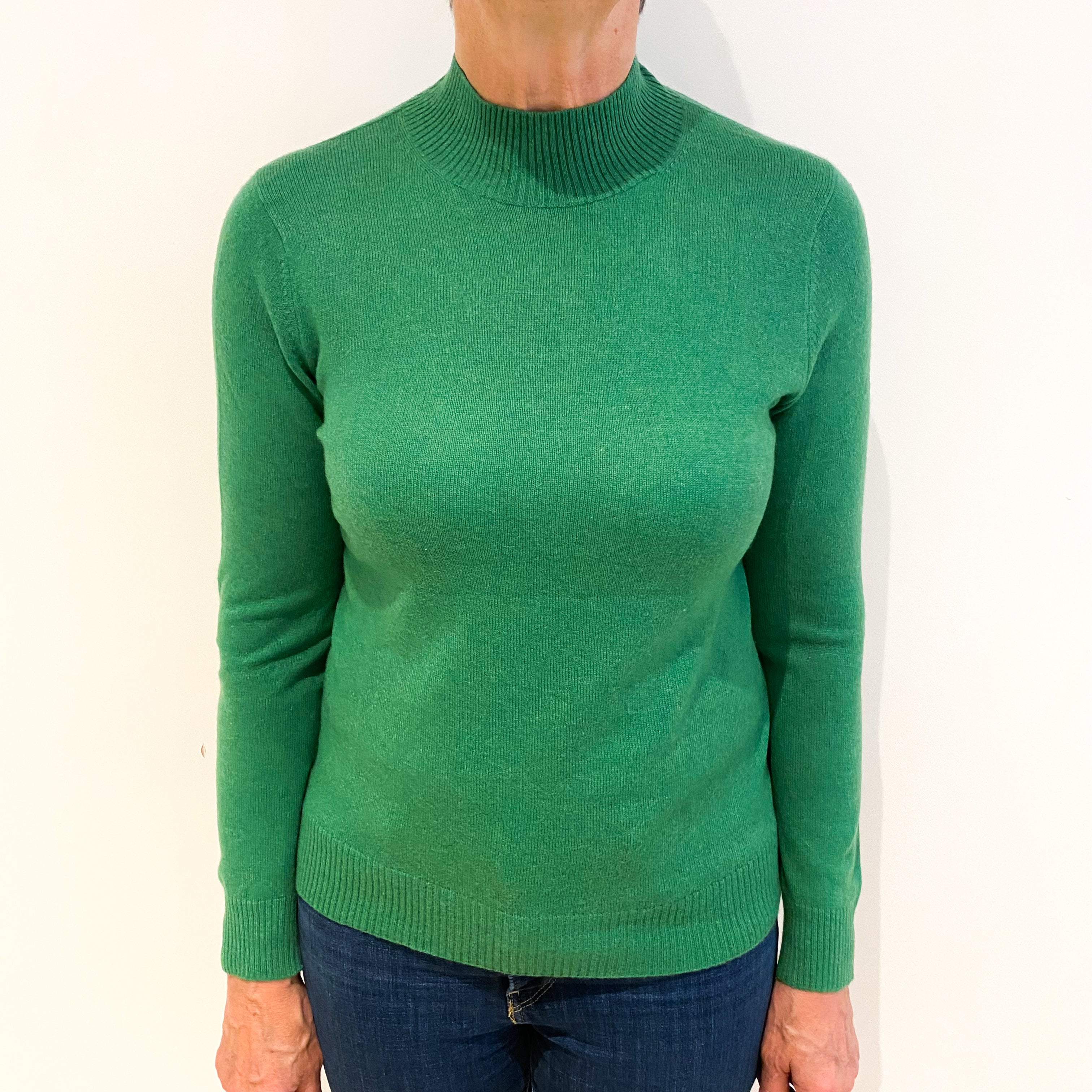 Jade Green Cashmere Turtle Neck Jumper Medium