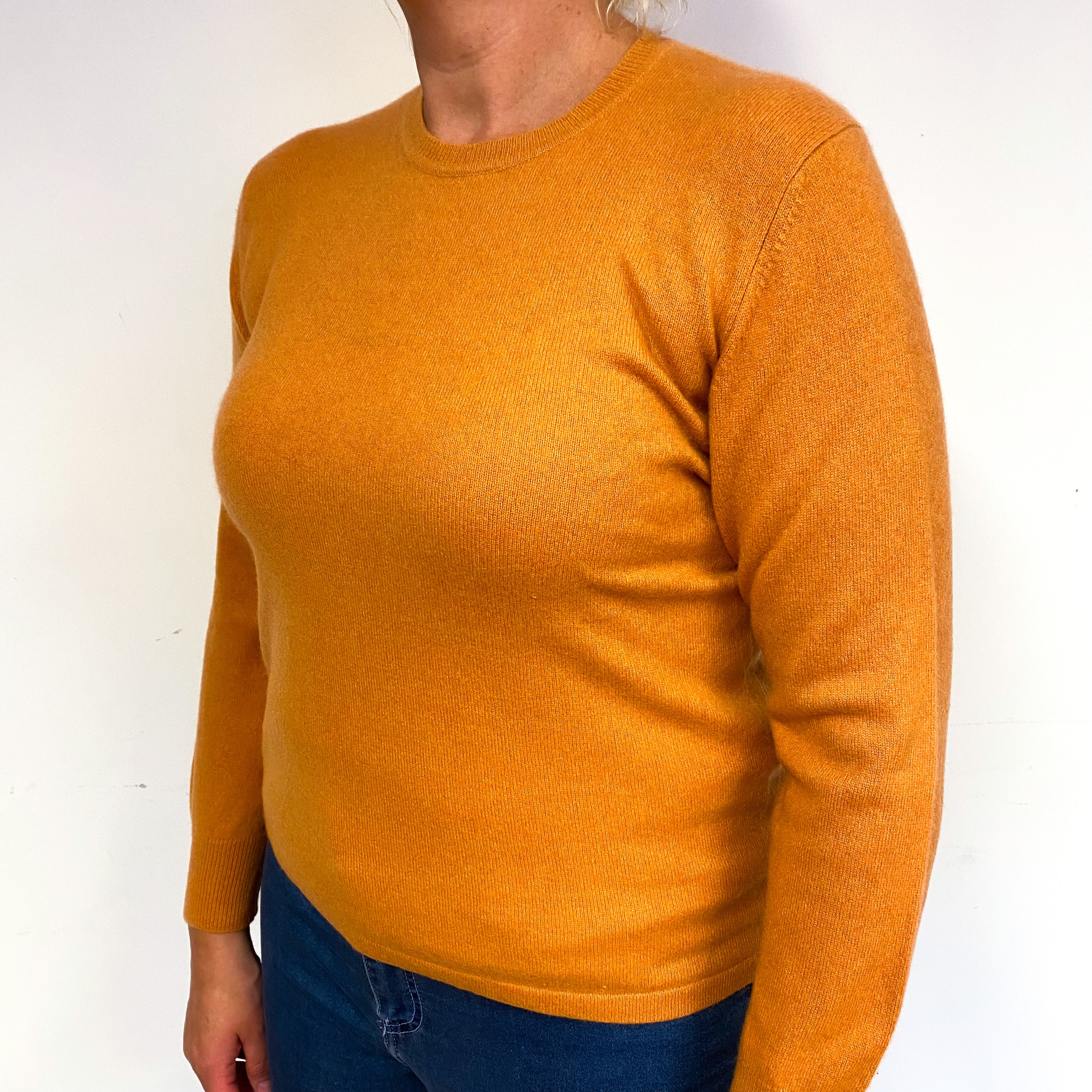 Mango Orange Cashmere Crew Neck Jumper Large