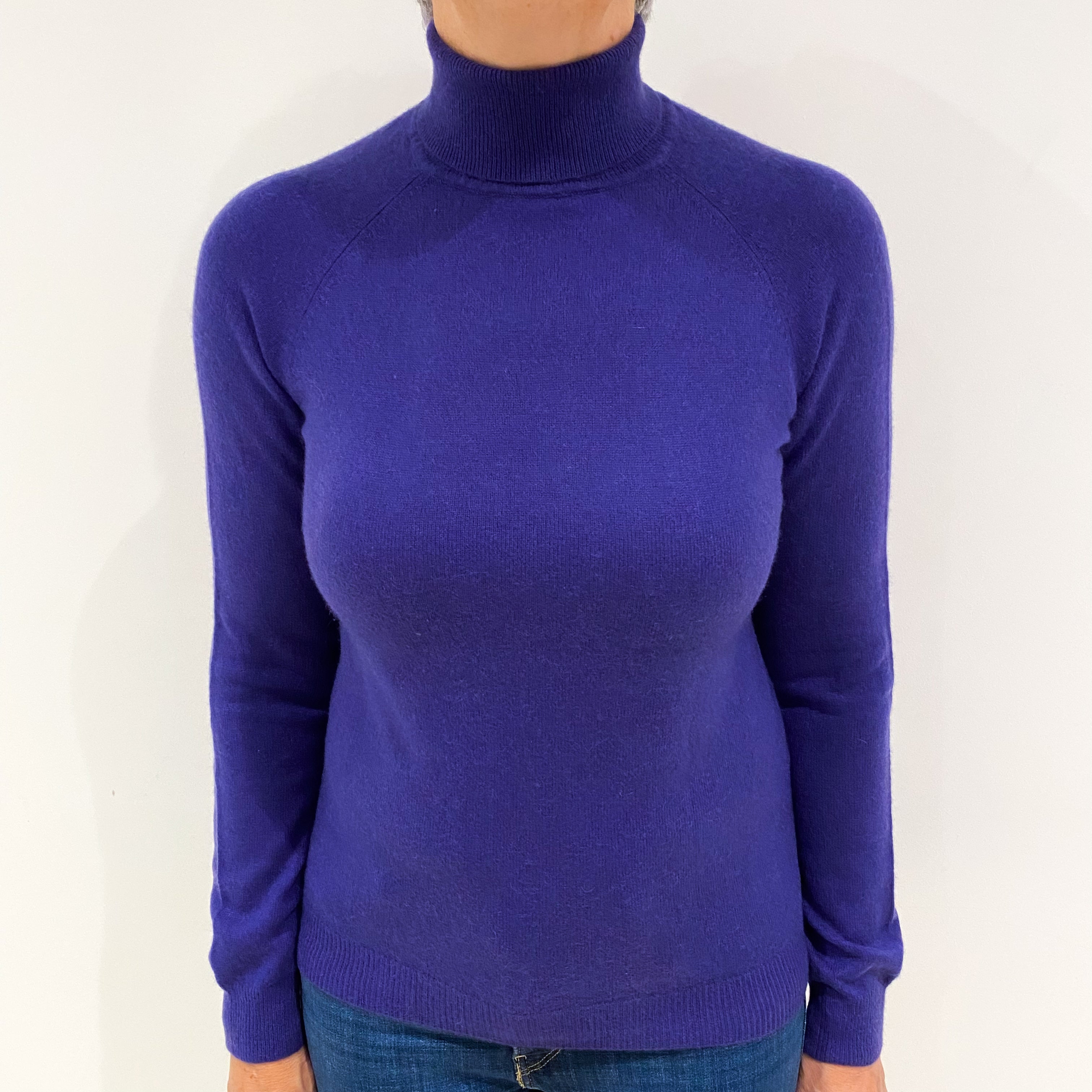 Pansy Purple Cashmere Polo Neck Jumper Medium