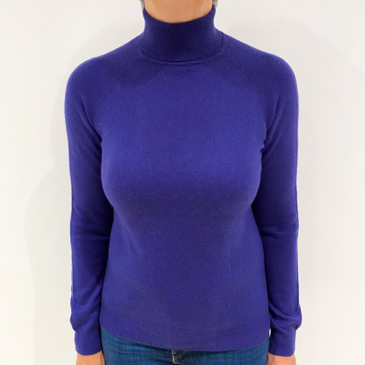 Pansy Purple Cashmere Polo Neck Jumper Medium