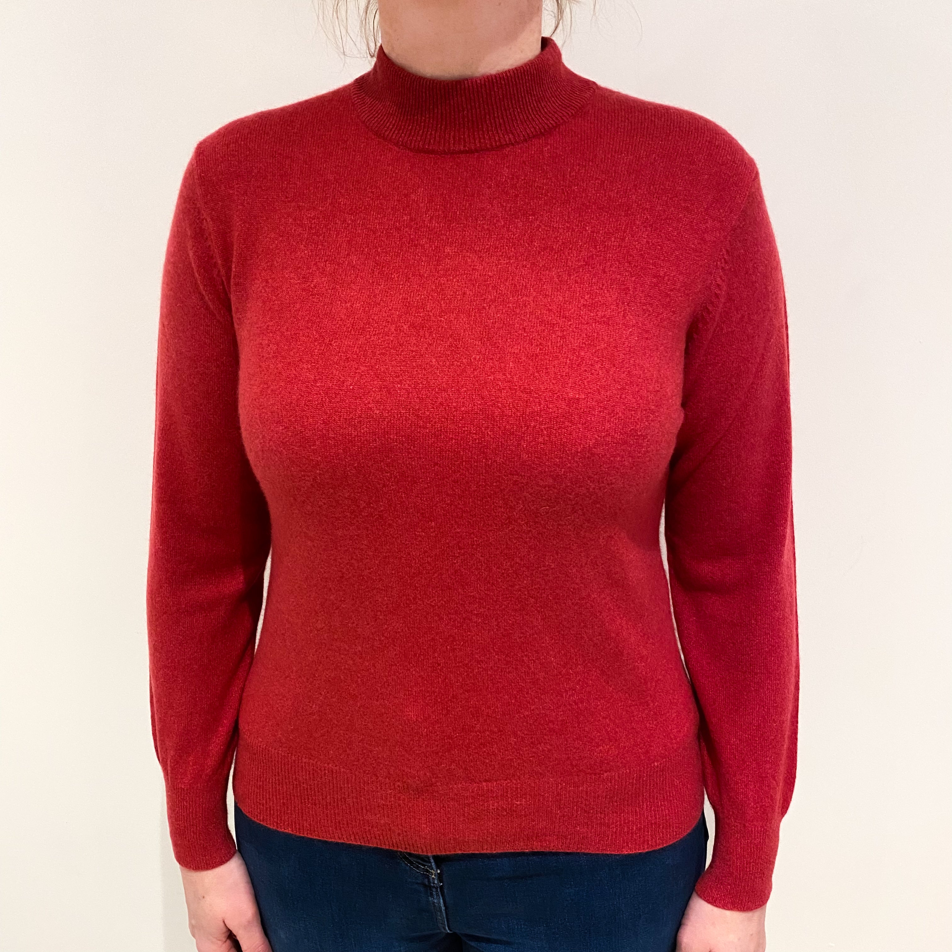 Cranberry Pink Cashmere Turtle Neck Jumper Large