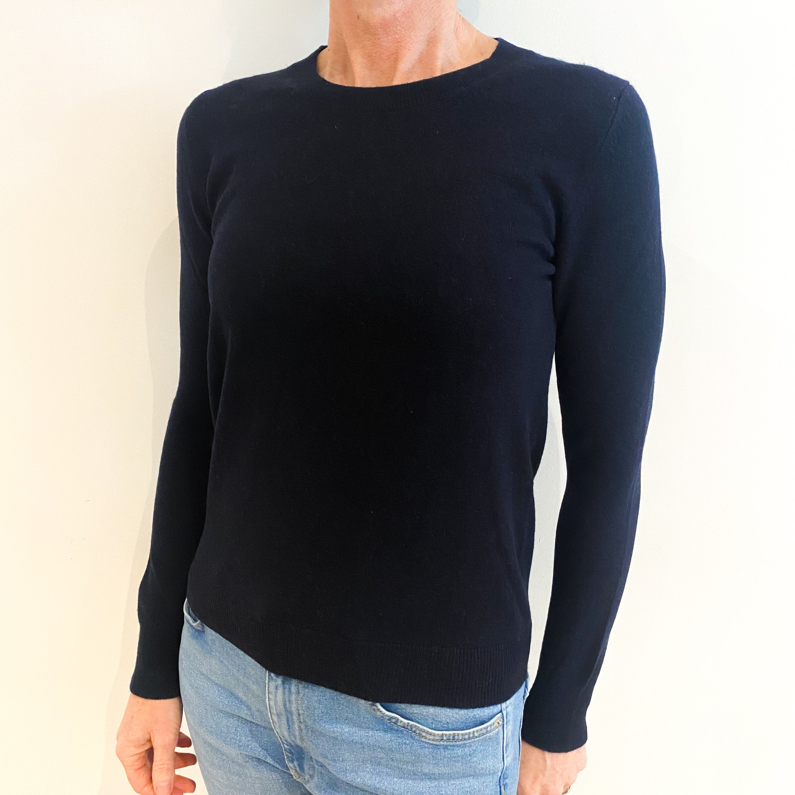 Navy Blue Cashmere Crew Neck Jumper Small