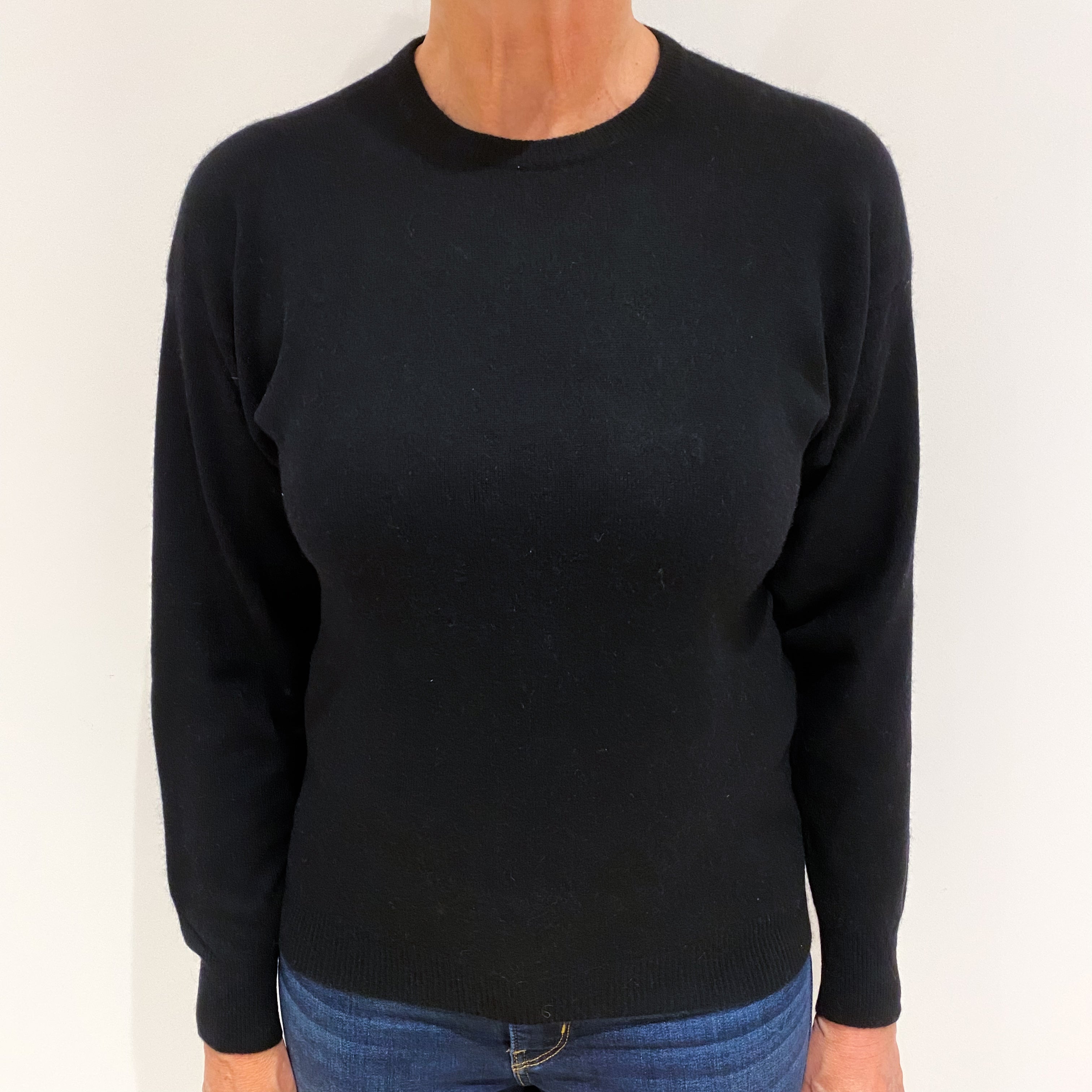 Black Cashmere Crew Neck Jumper Medium